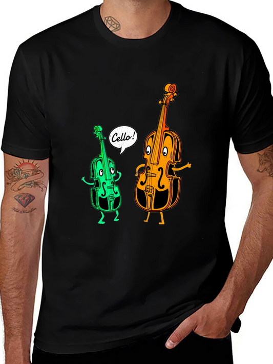 Funny Cello Cartoon Graphic T-Shirt