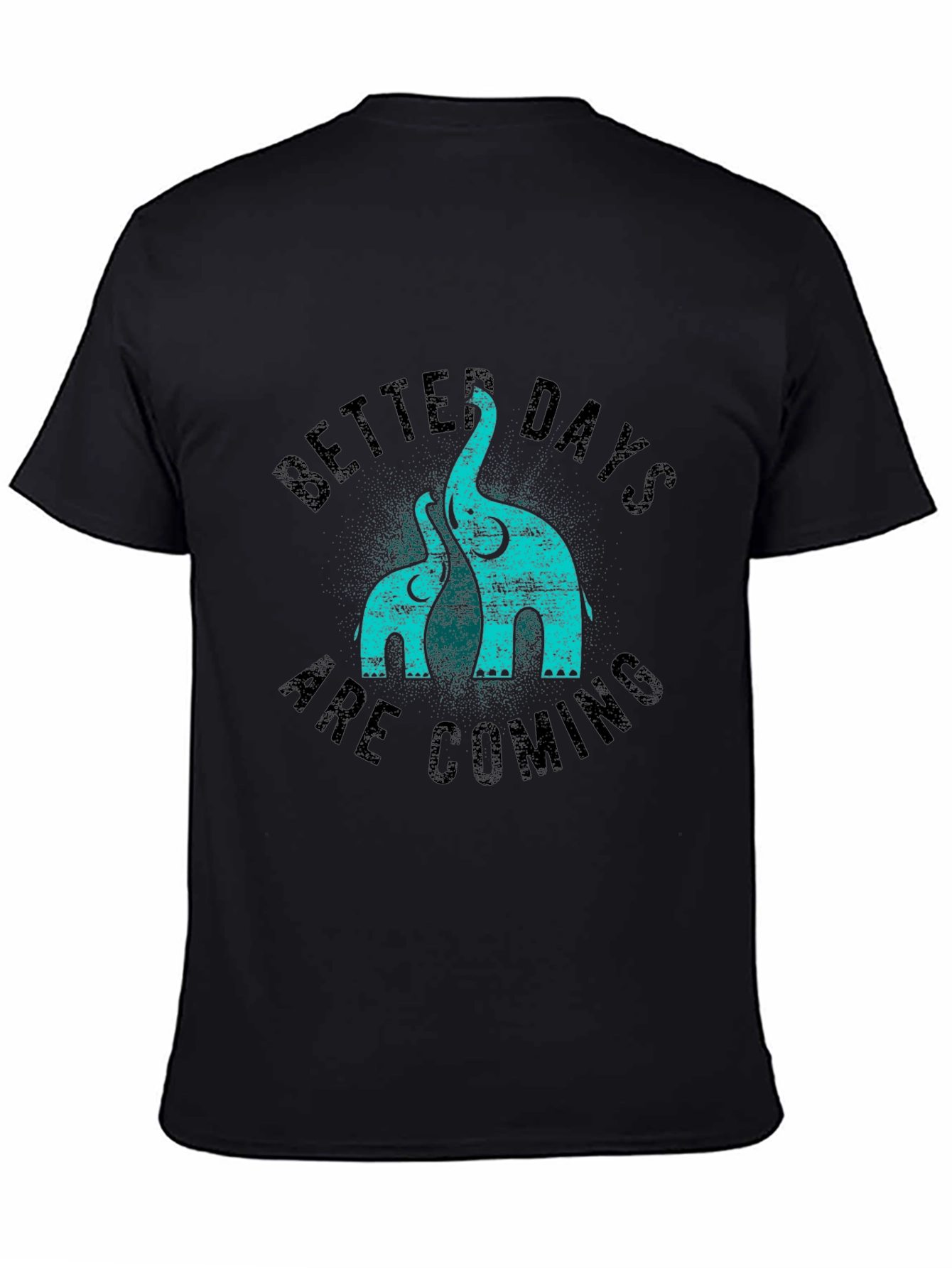 Better Days Elephant Print Black T-Shirt