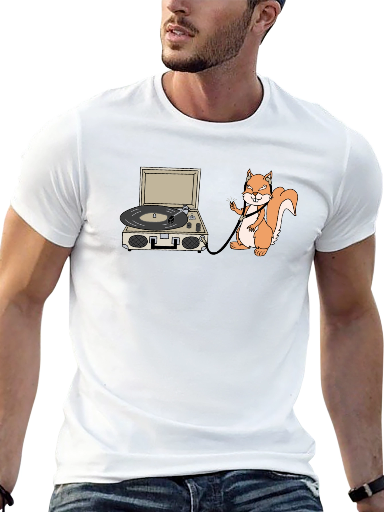 Squirrel DJ Black T-Shirt