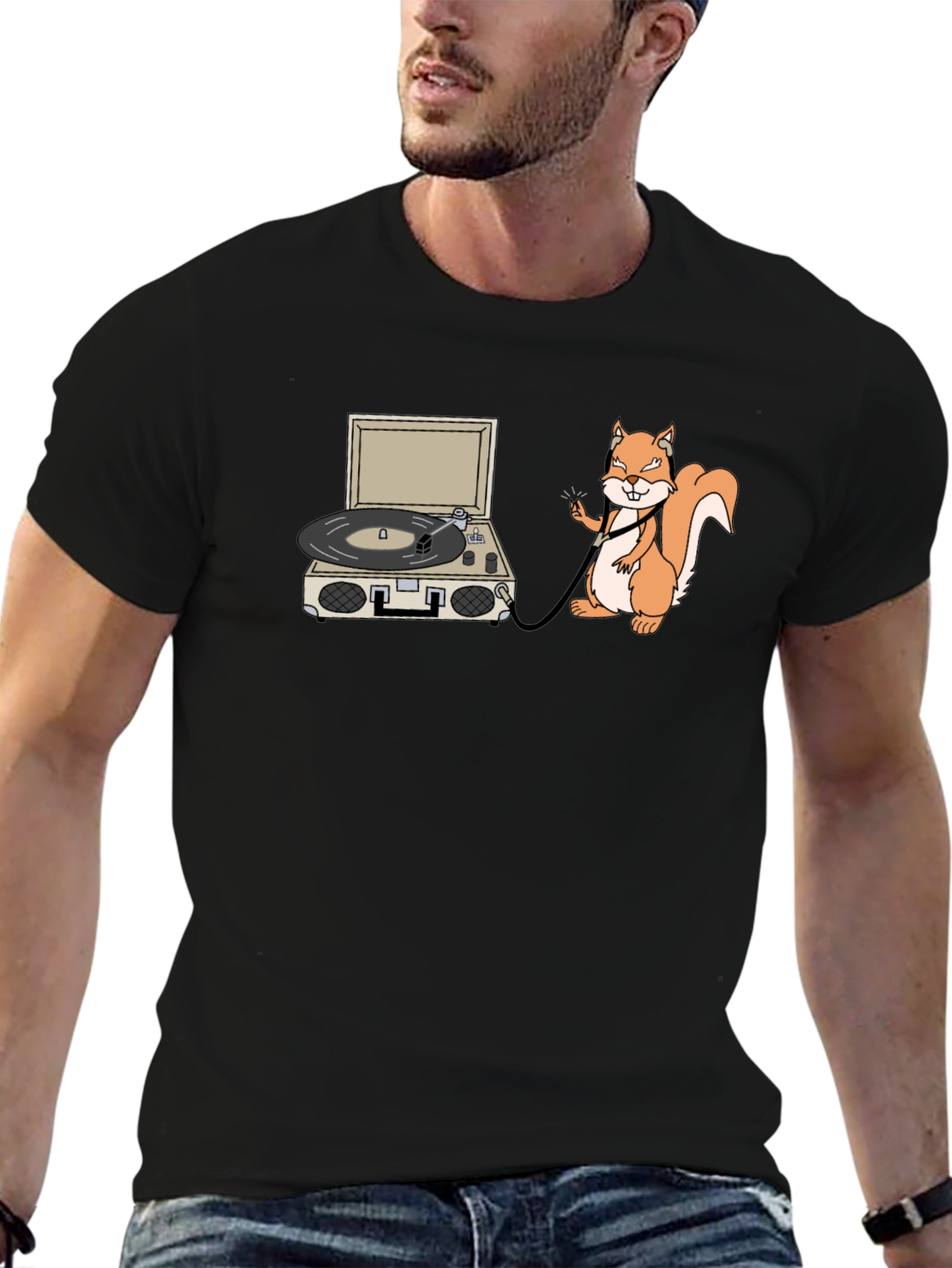 Squirrel DJ Black T-Shirt