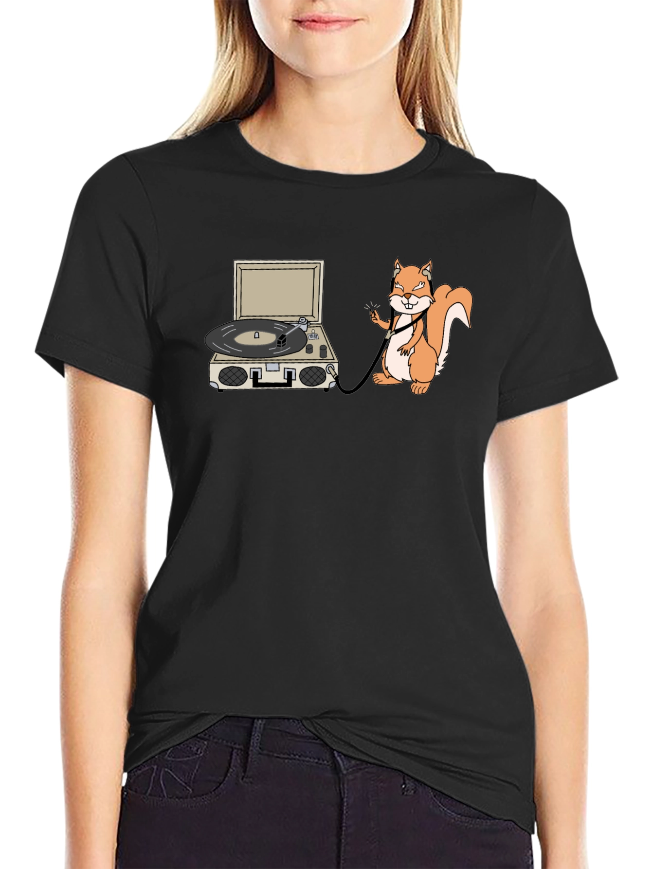 Squirrel DJ Black T-Shirt