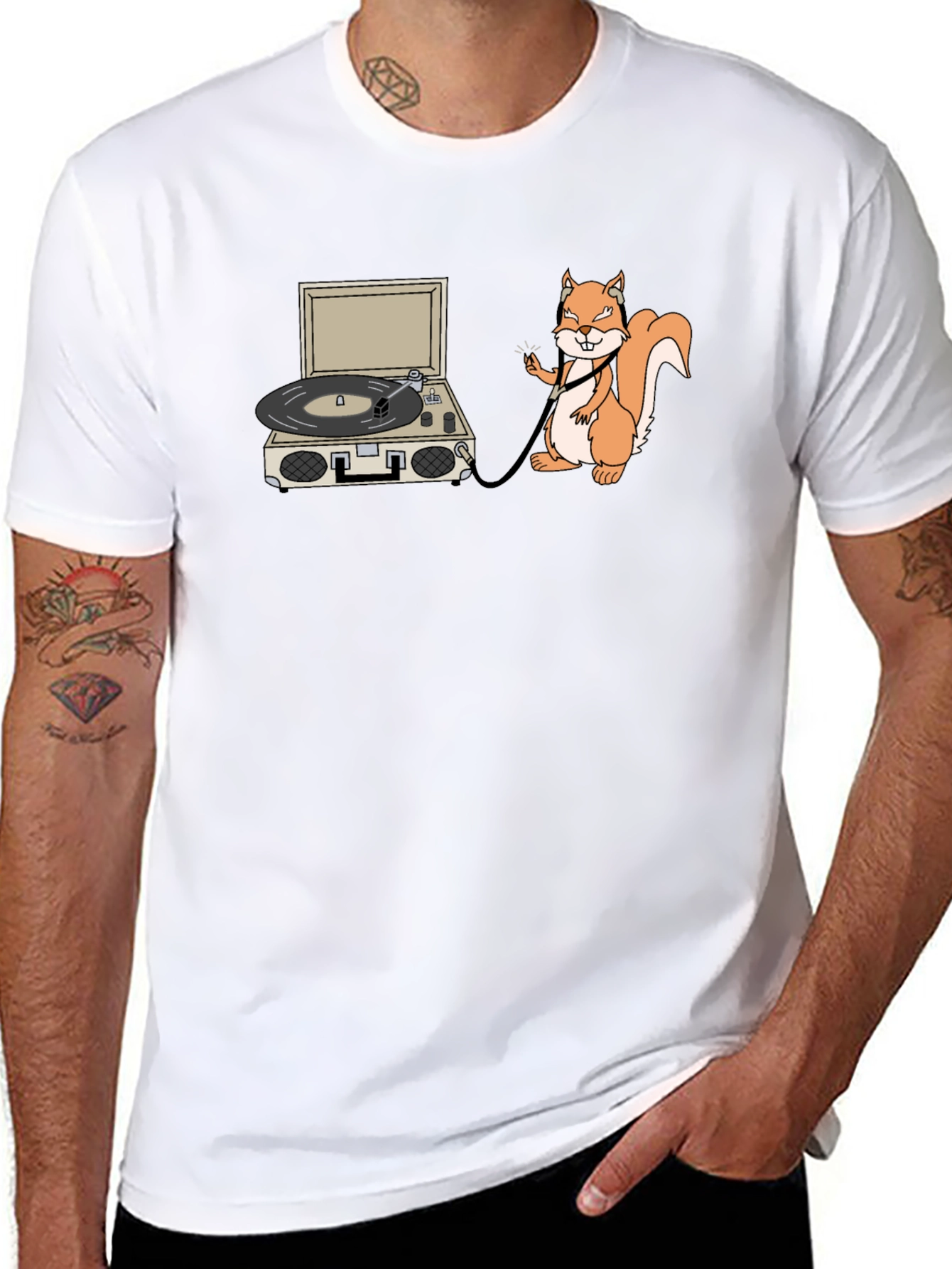 Squirrel DJ Black T-Shirt