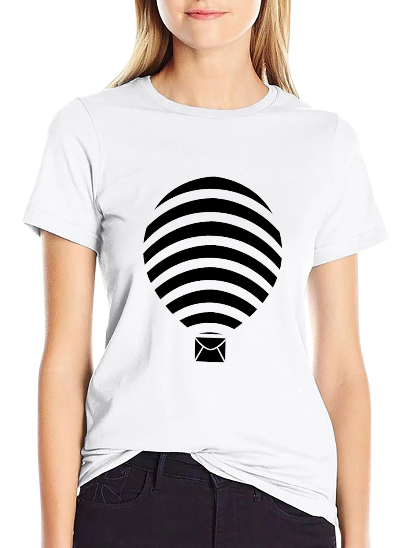 Mens Black Graphic Tee - Abstract Balloon Design
