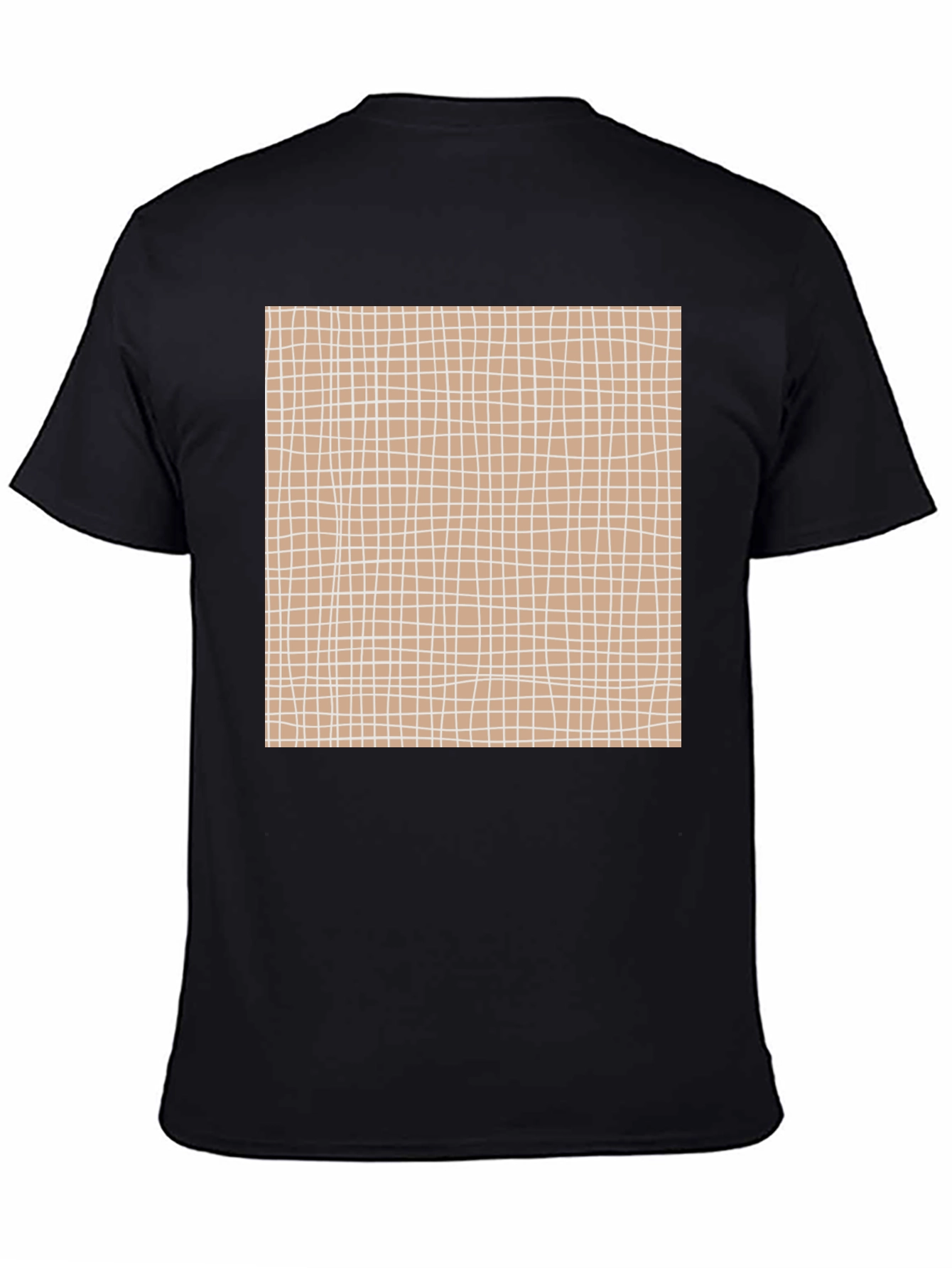 Black Tee with Geometric Grid Pattern