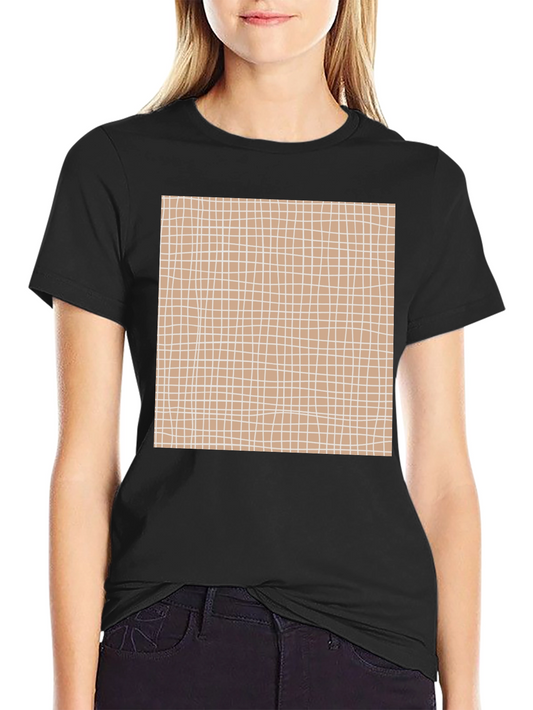 Black Tee with Geometric Grid Pattern