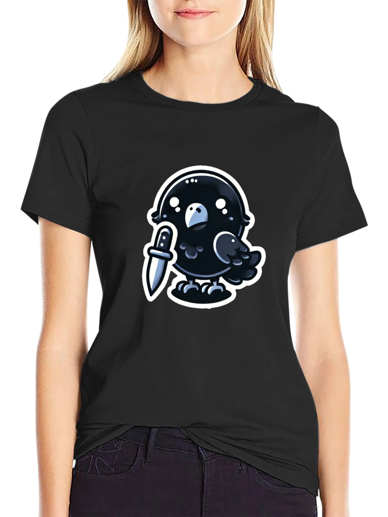 Murder Crow Graphic Tee - Black Cotton T-Shirt