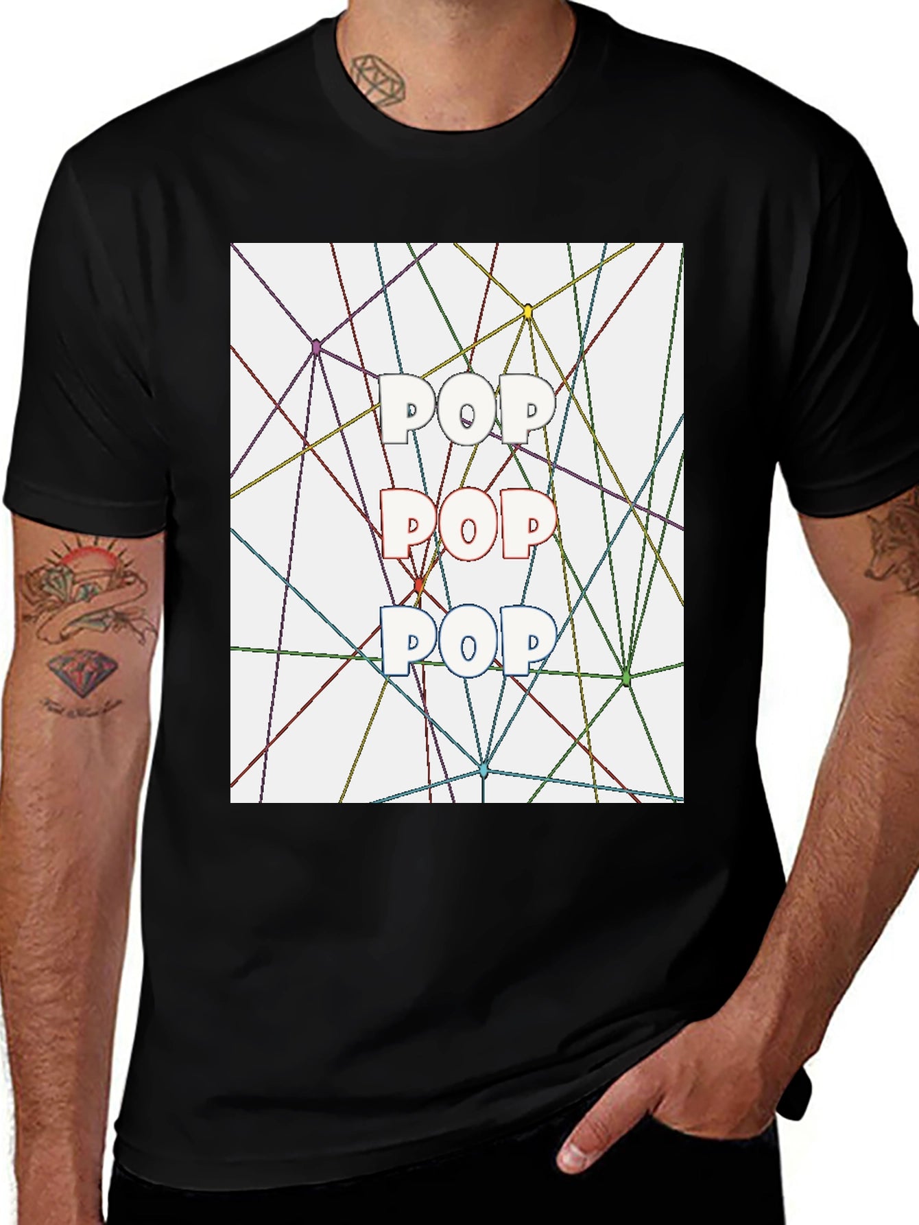 Pop Art T-Shirt - Geometric Line Design