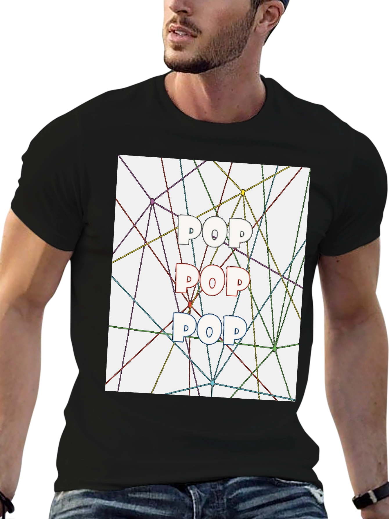 Pop Art T-Shirt - Geometric Line Design