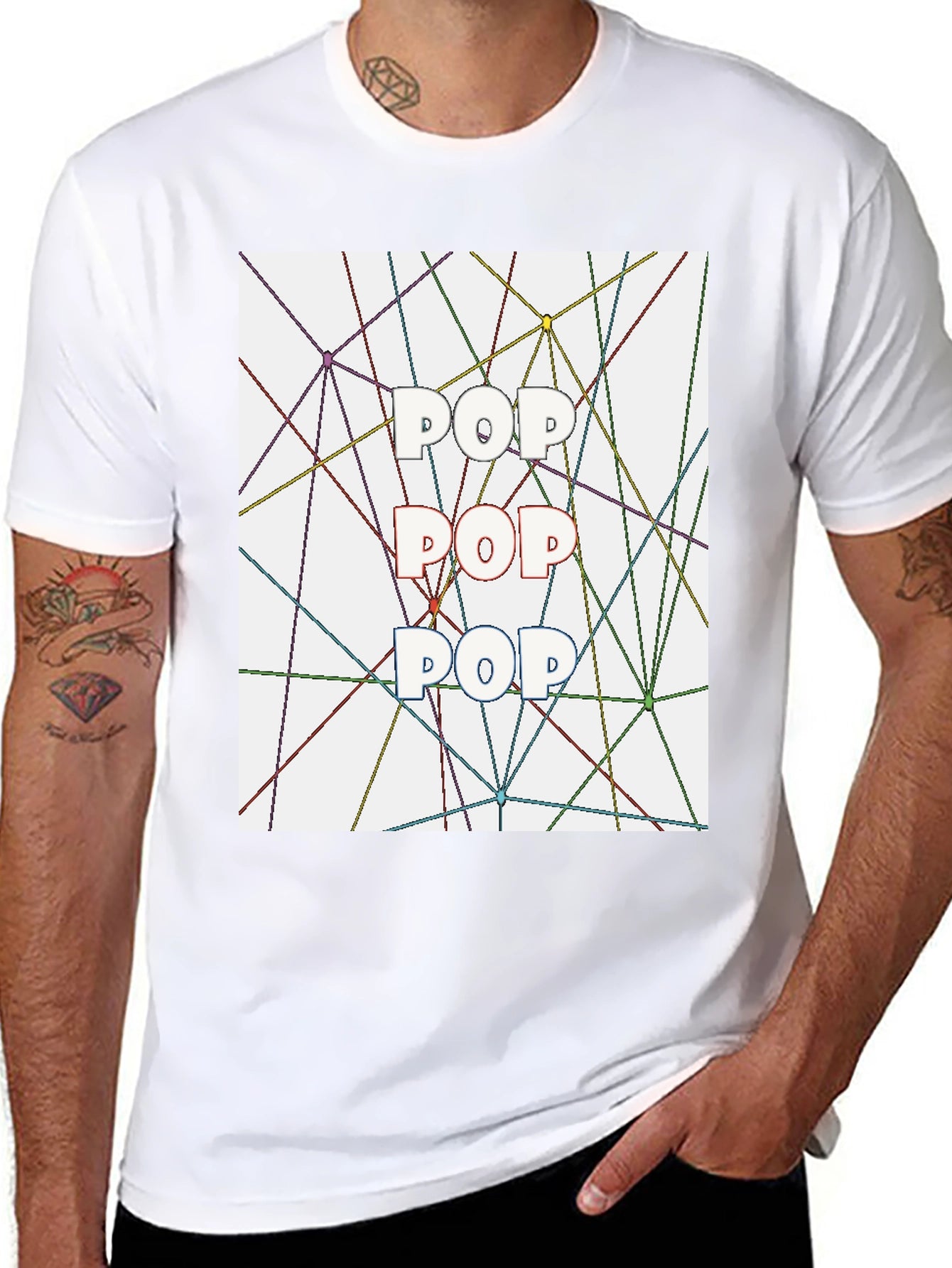 Pop Art T-Shirt - Geometric Line Design