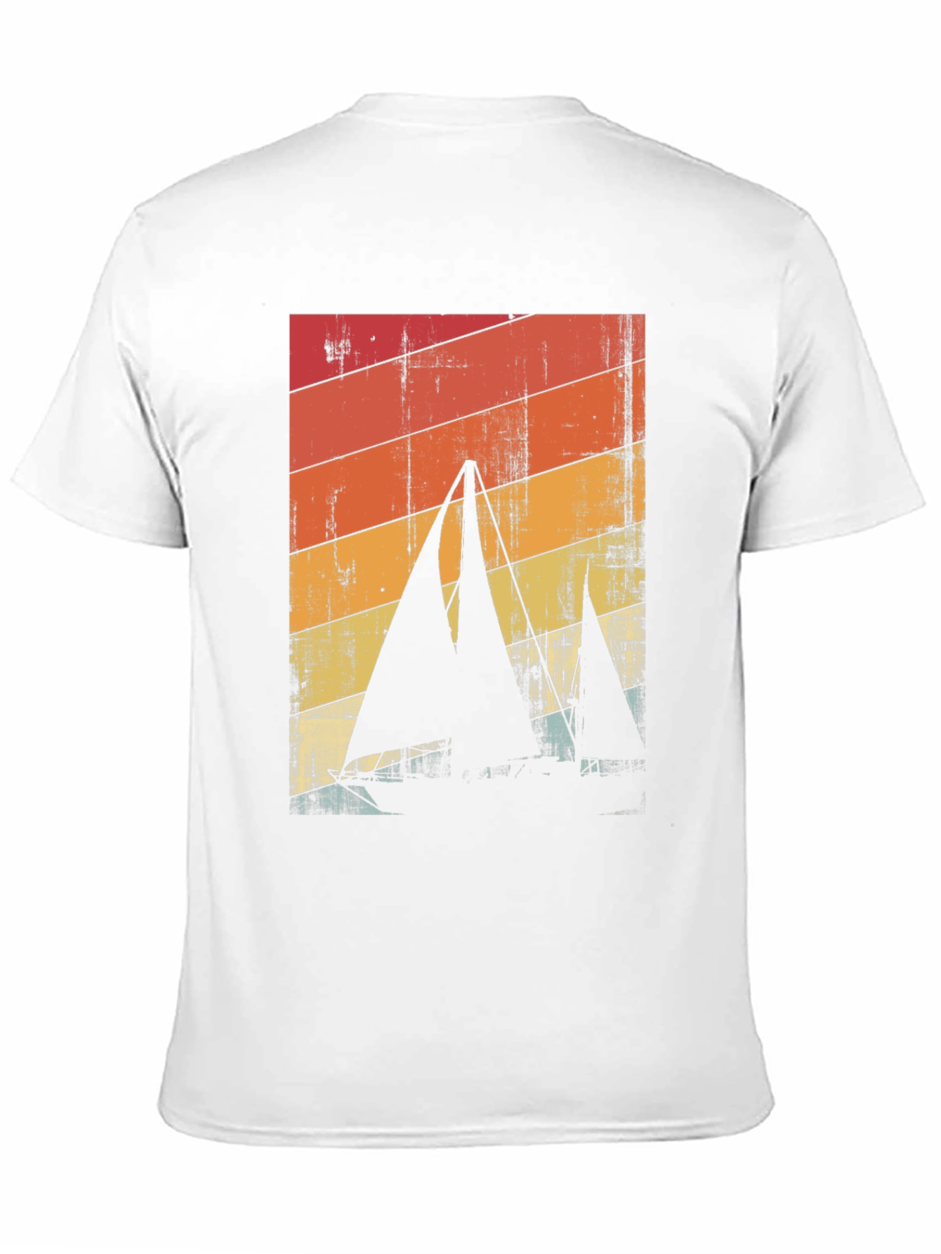 Retro Sailboat Graphic Tee - Black Cotton Blend