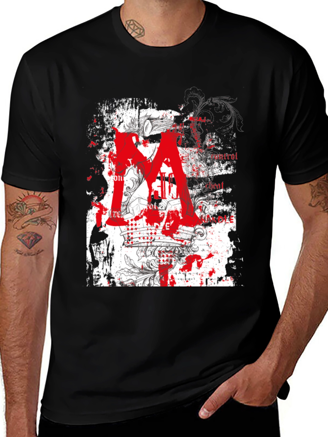 Graphic Tee: Red Letter Crown Design