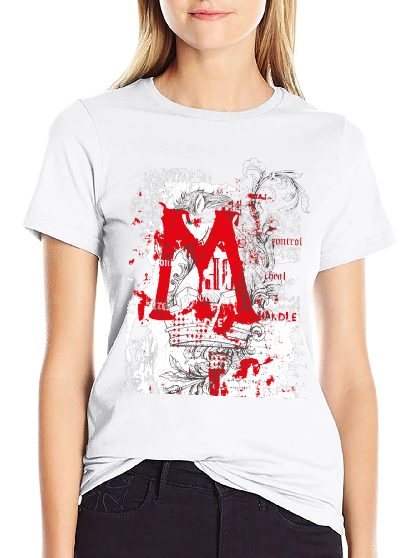 Graphic Tee: Red Letter Crown Design