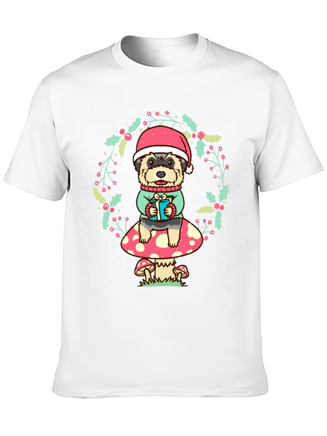 Dog in Santa Hat Christmas T-Shirt