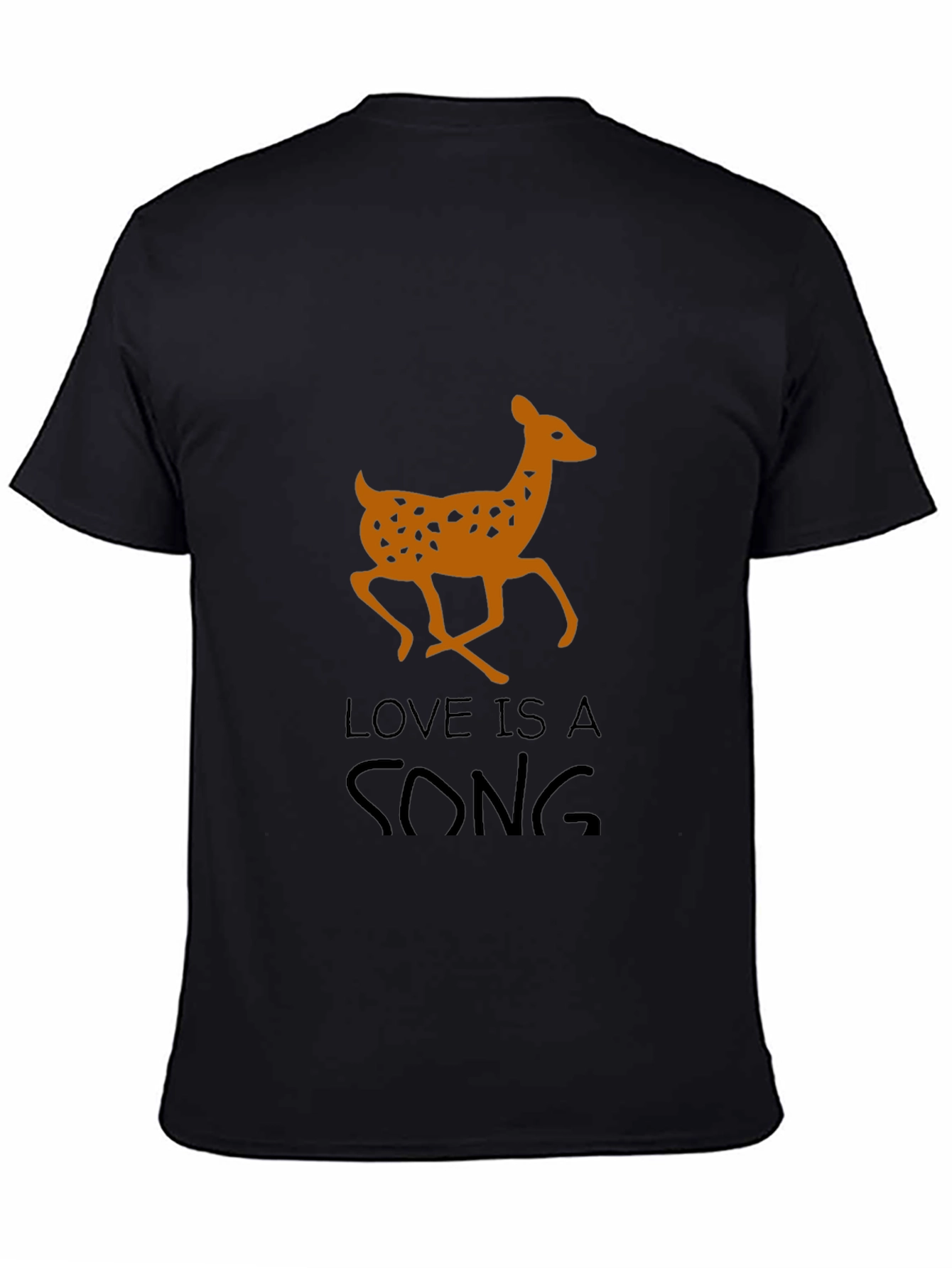 Deer Love Song Graphic T-Shirt - Mens Black Tee
