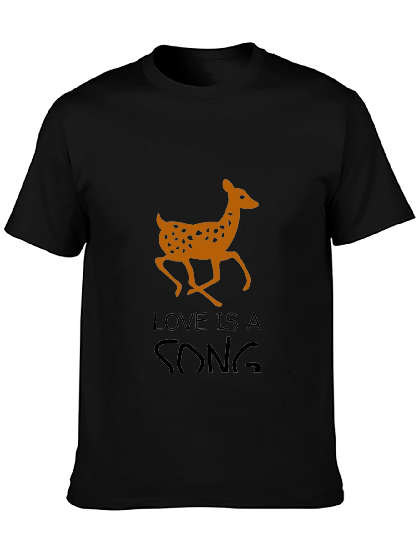 Deer Love Song Graphic T-Shirt - Mens Black Tee