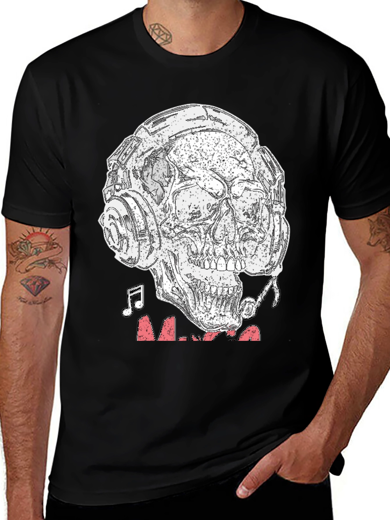 Skull Headphones Graphic T-Shirt - Rock & Roll Vibe
