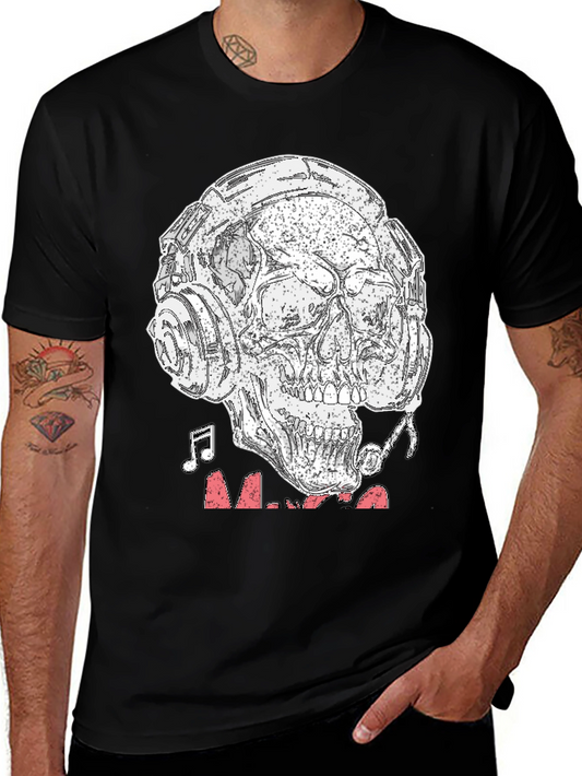 Skull Headphones Graphic T-Shirt - Rock & Roll Vibe