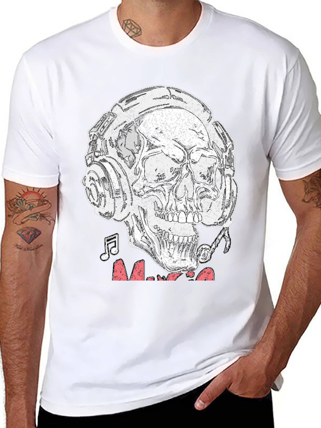 Skull Headphones Graphic T-Shirt - Rock & Roll Vibe