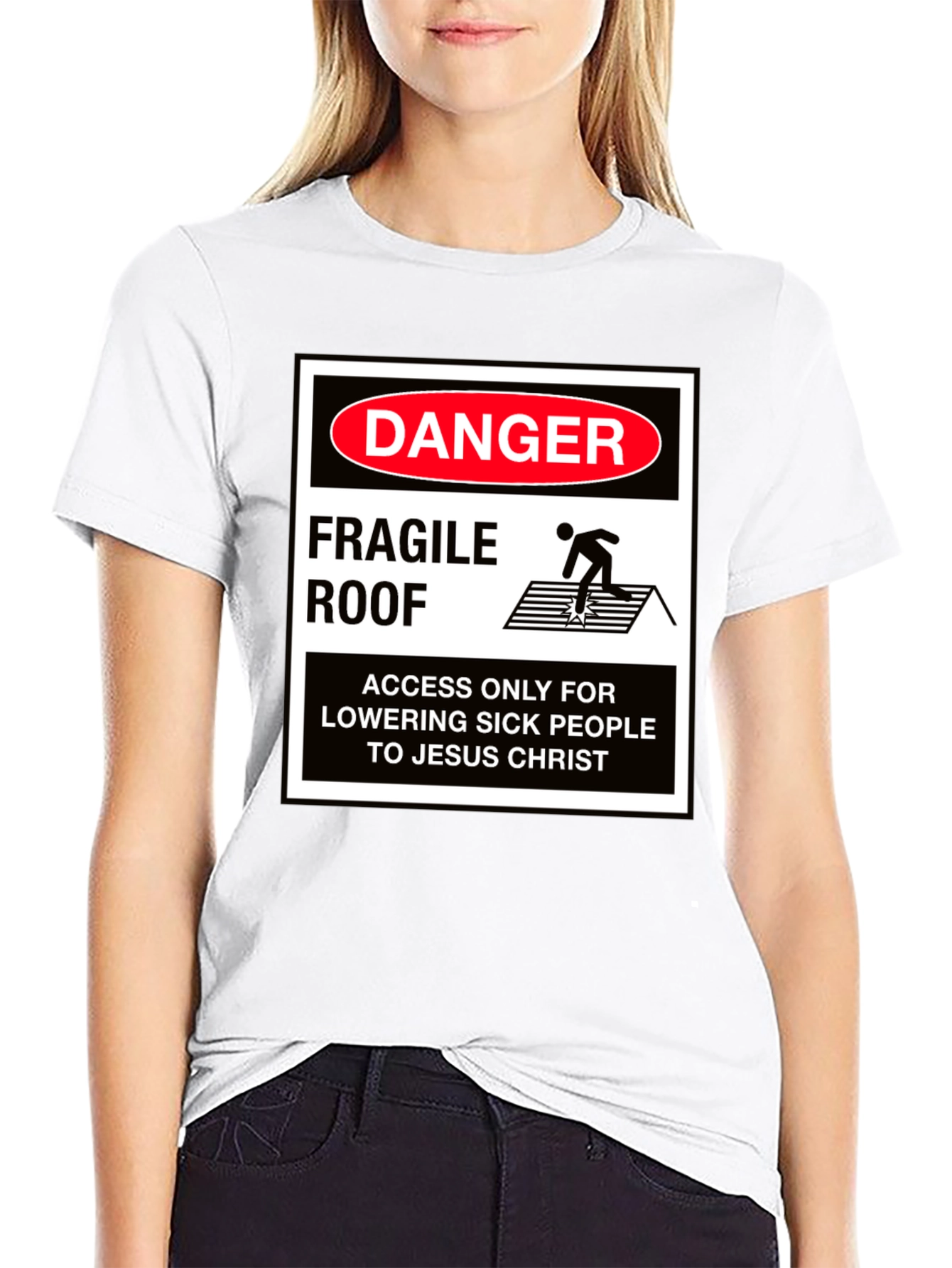 Danger Fragile Roof Graphic T-Shirt