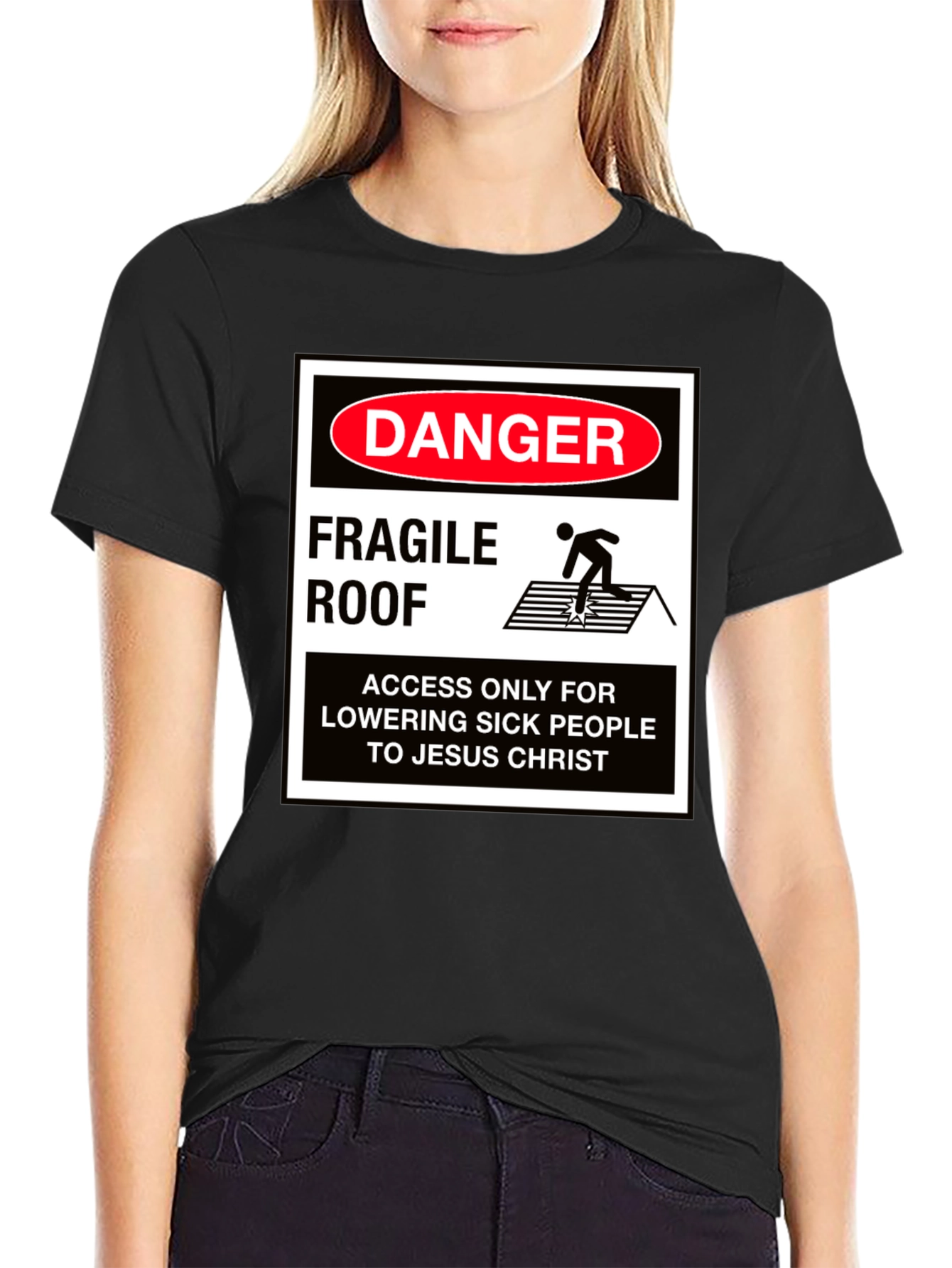 Danger Fragile Roof Graphic T-Shirt