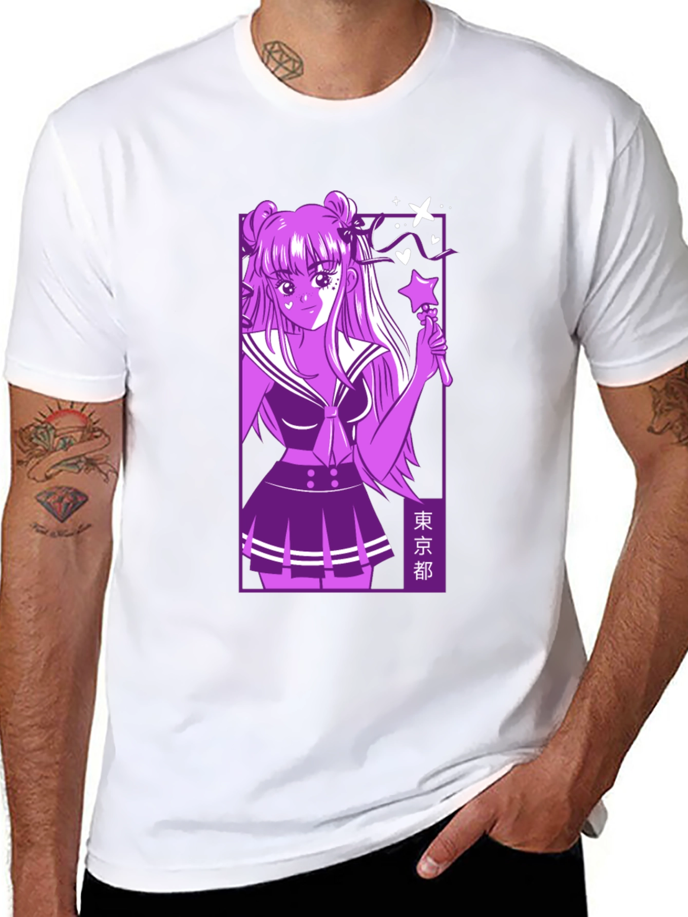 Anime Girl Graphic Black T-Shirt