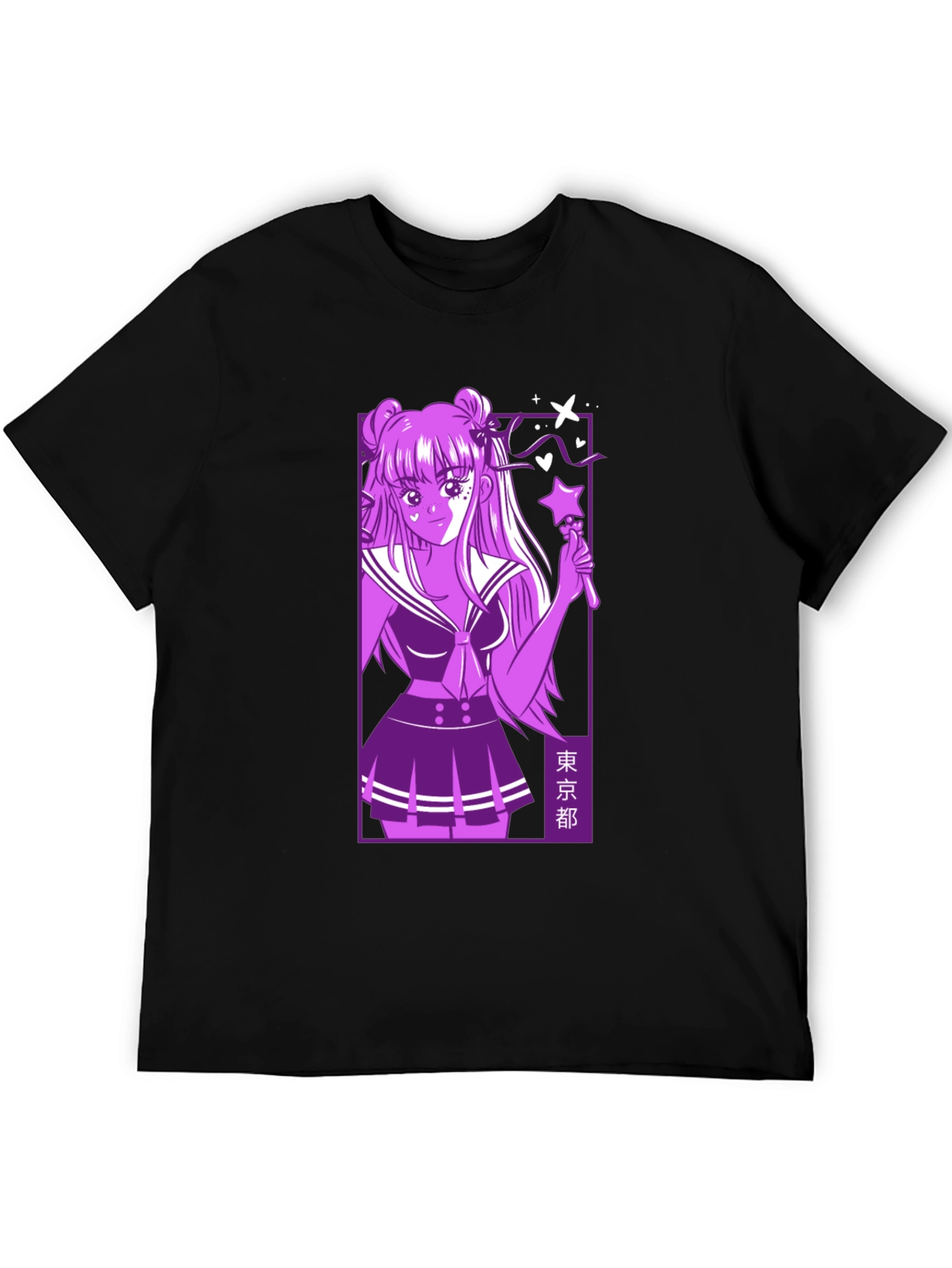 Anime Girl Graphic Black T-Shirt