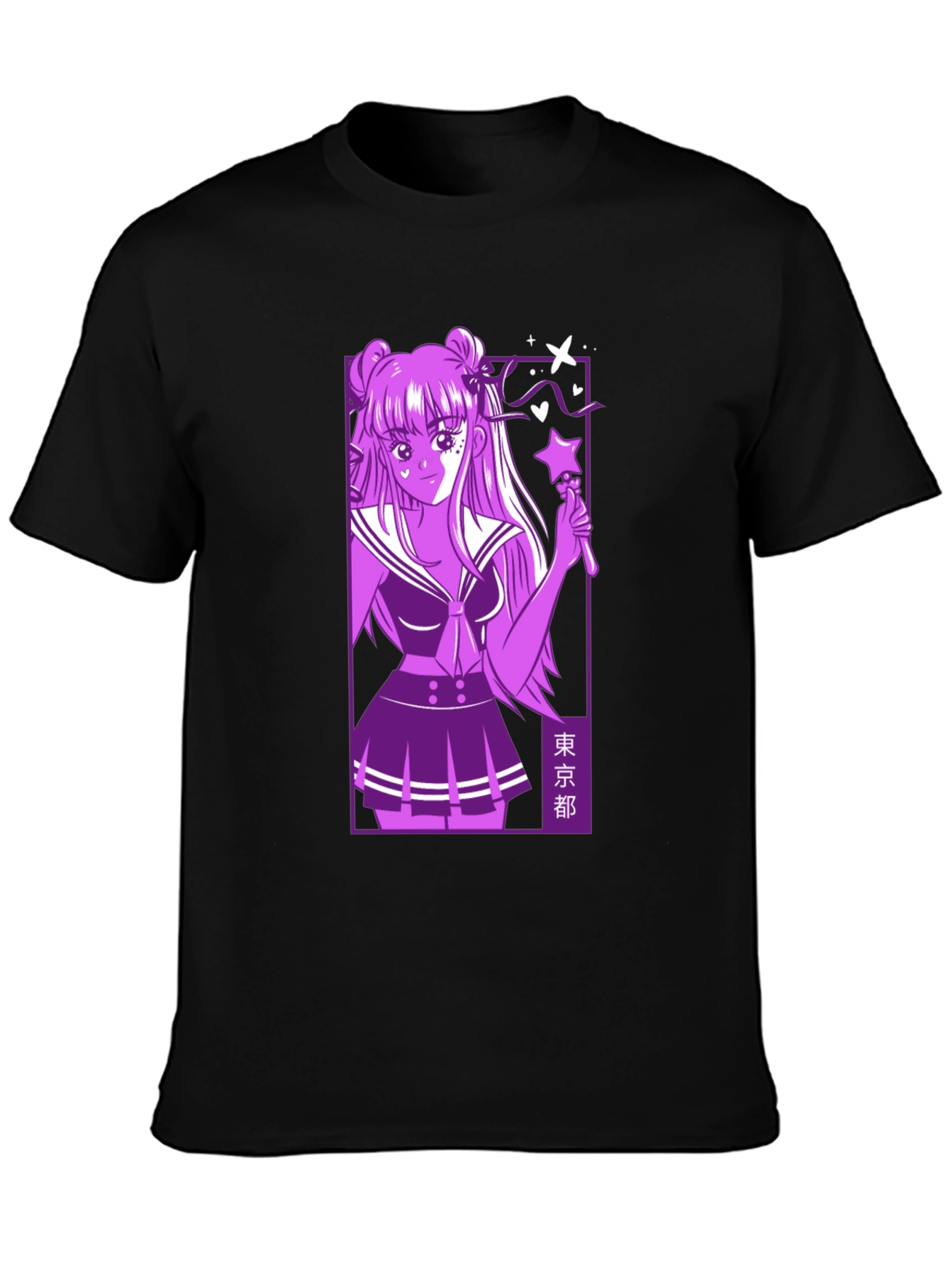 Anime Girl Graphic Black T-Shirt