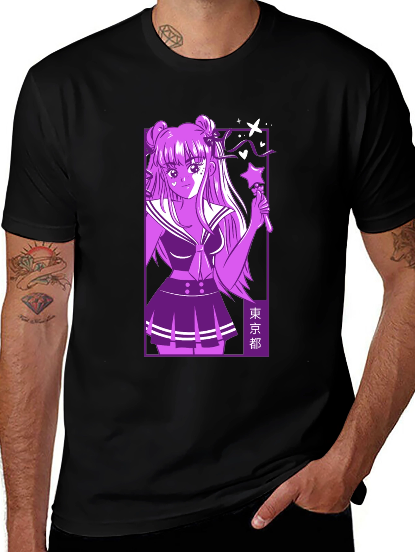 Anime Girl Graphic Black T-Shirt