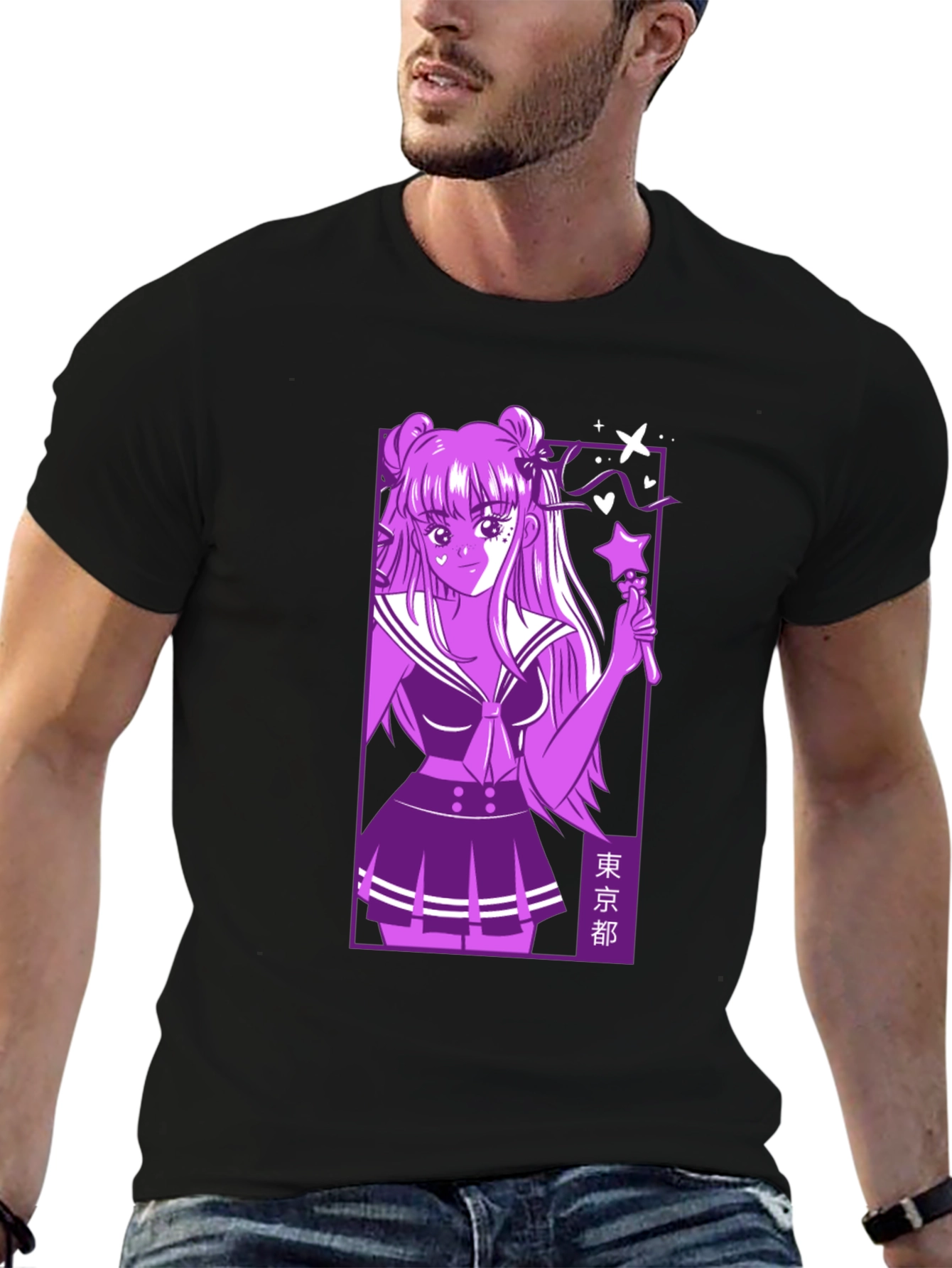 Anime Girl Graphic Black T-Shirt