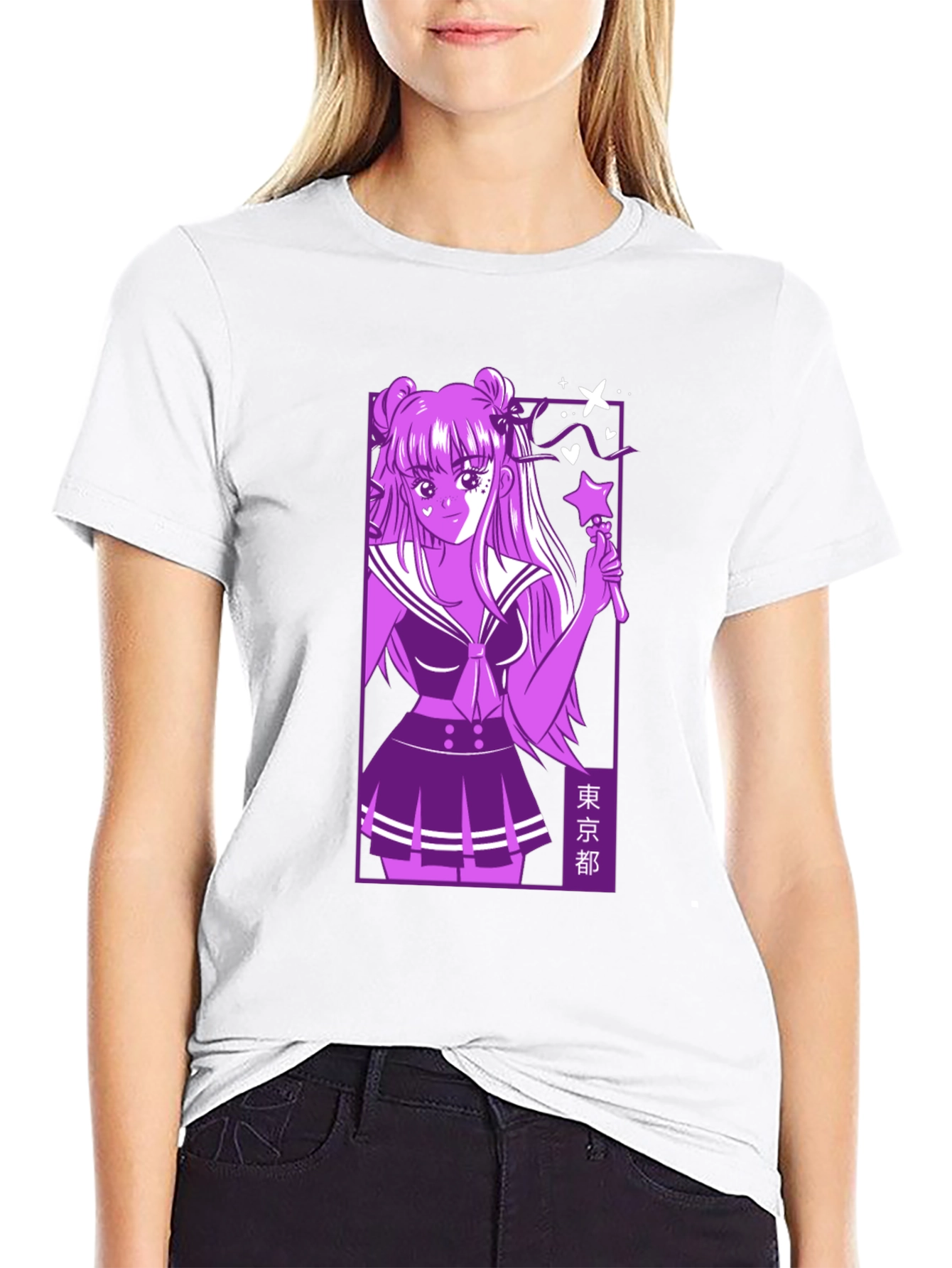 Anime Girl Graphic Black T-Shirt