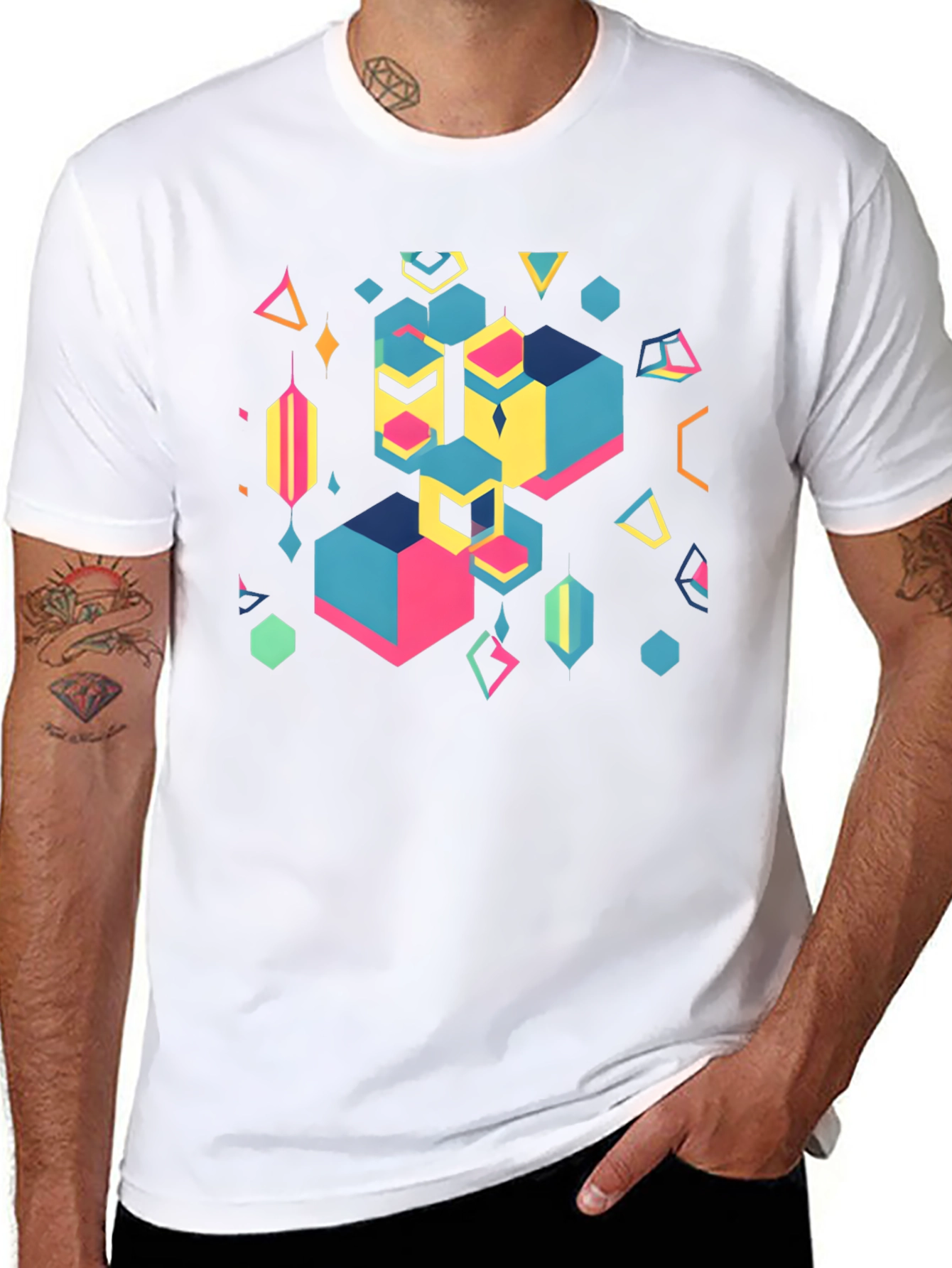 Geometric Abstract Black Graphic Tee