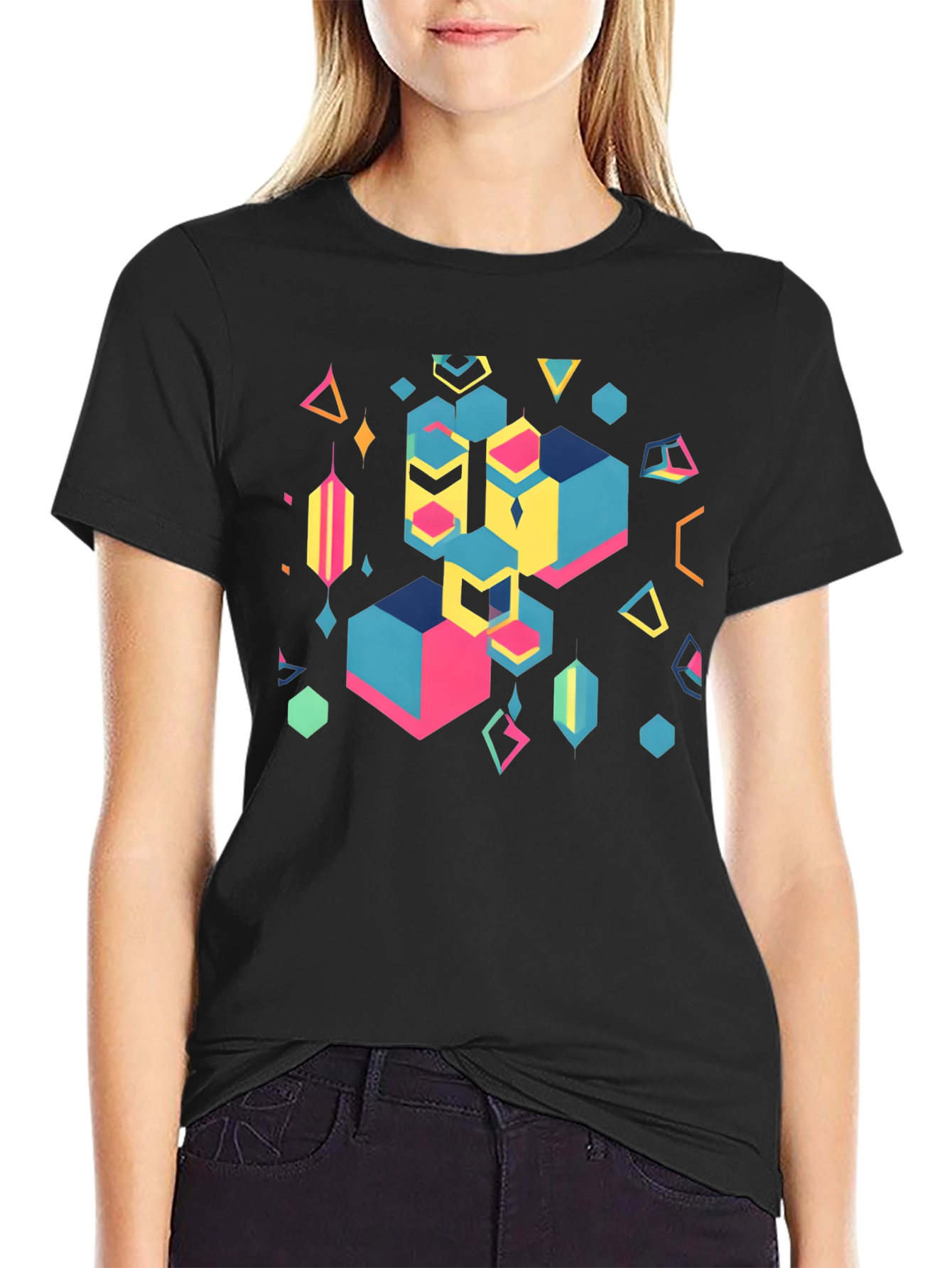 Geometric Abstract Black Graphic Tee