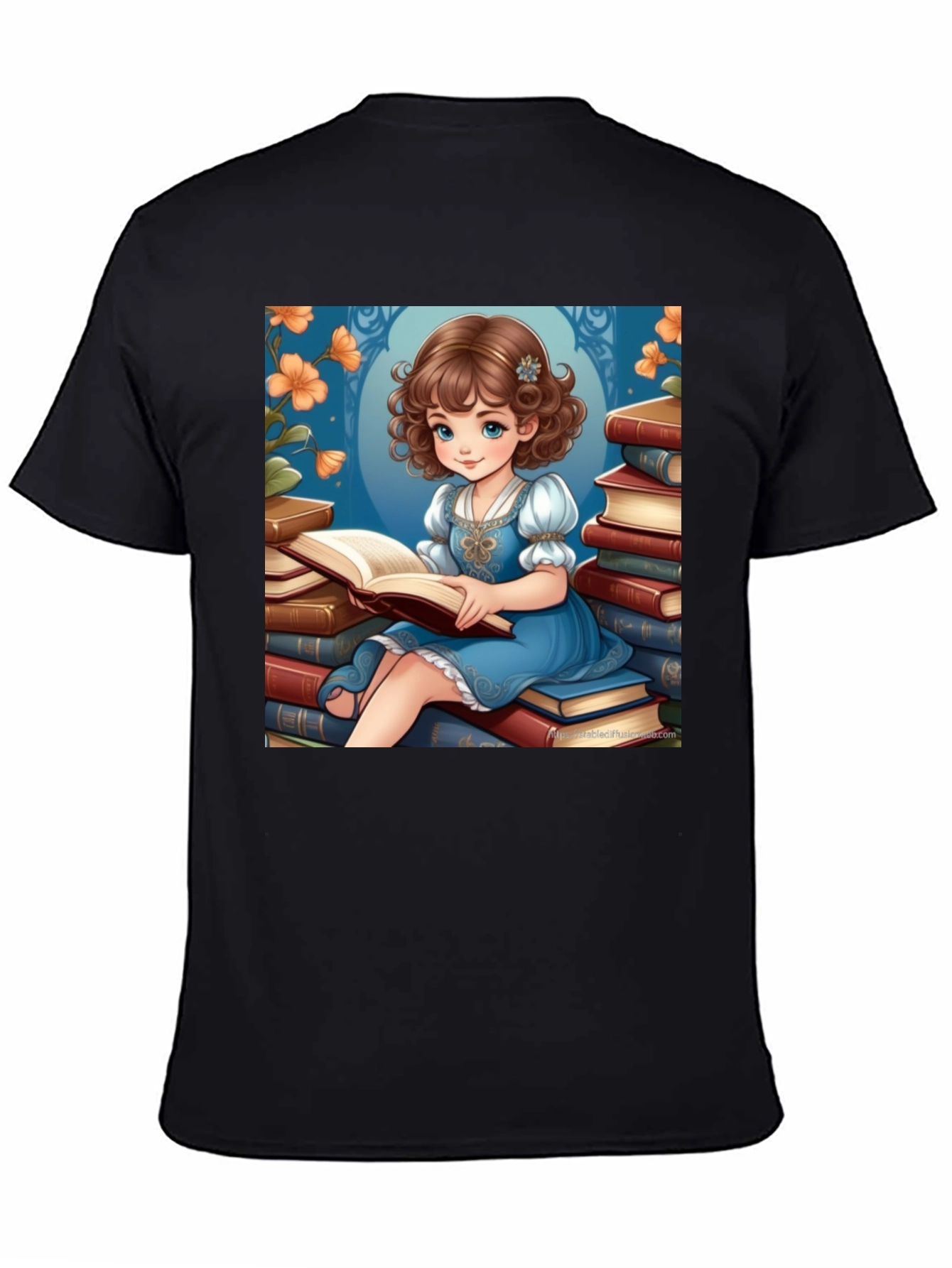 Whimsical Reading Girl Graphic Tee - Soft Cotton