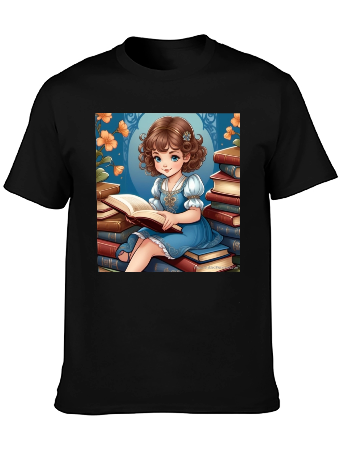 Whimsical Reading Girl Graphic Tee - Soft Cotton