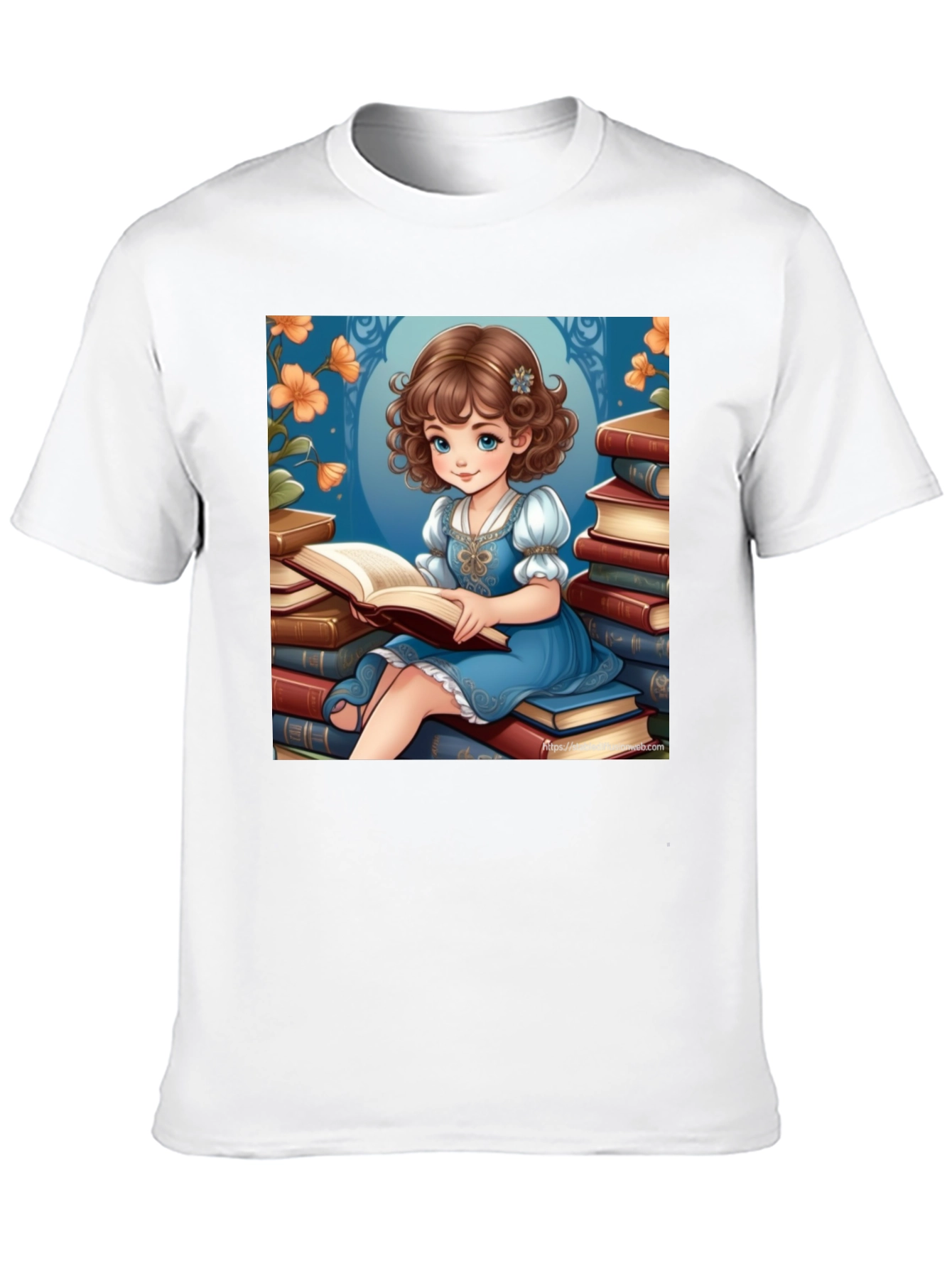Whimsical Reading Girl Graphic Tee - Soft Cotton