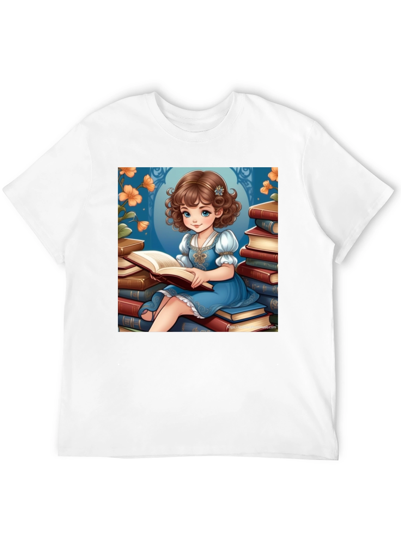 Whimsical Reading Girl Graphic Tee - Soft Cotton