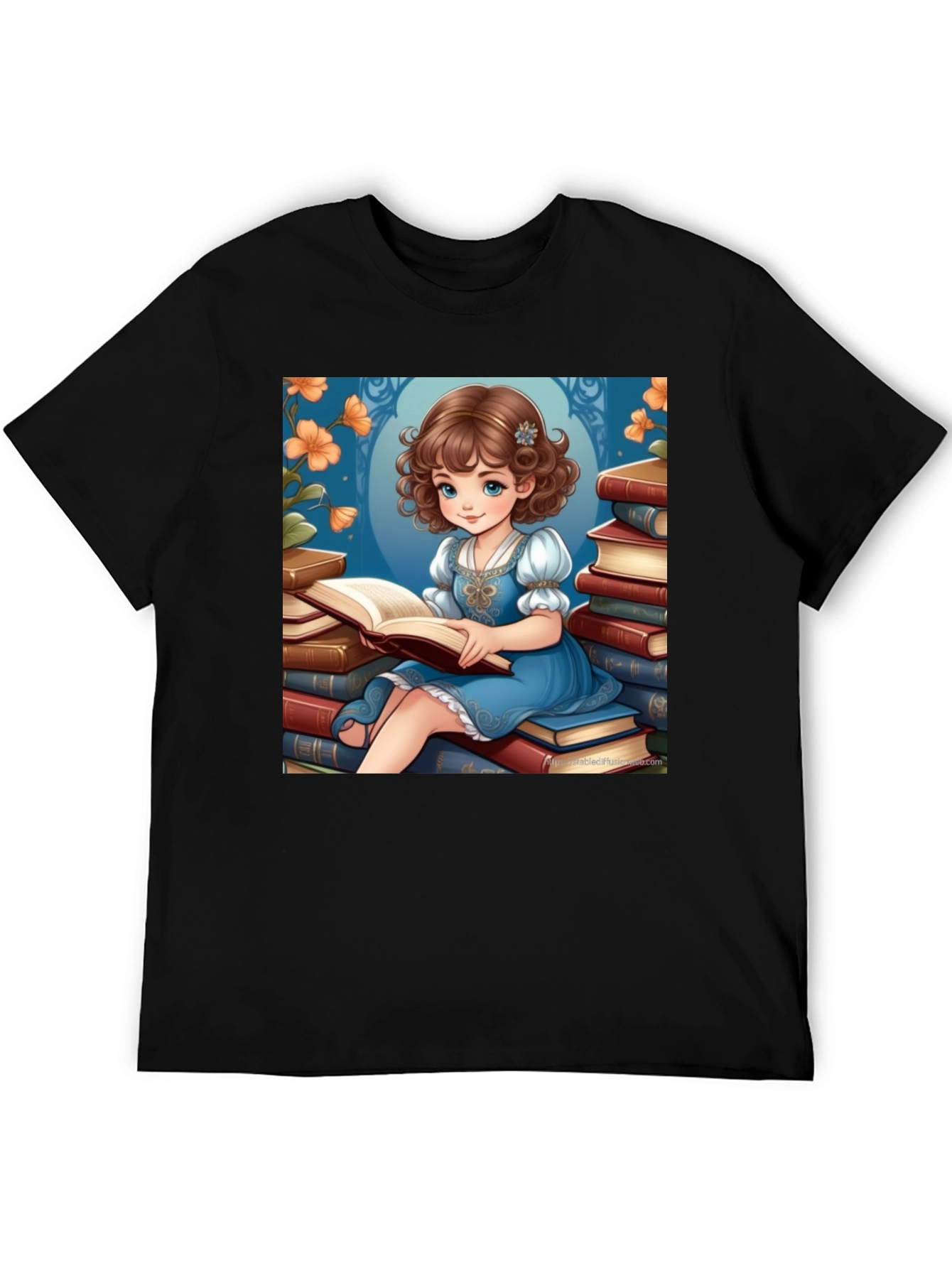 Whimsical Reading Girl Graphic Tee - Soft Cotton