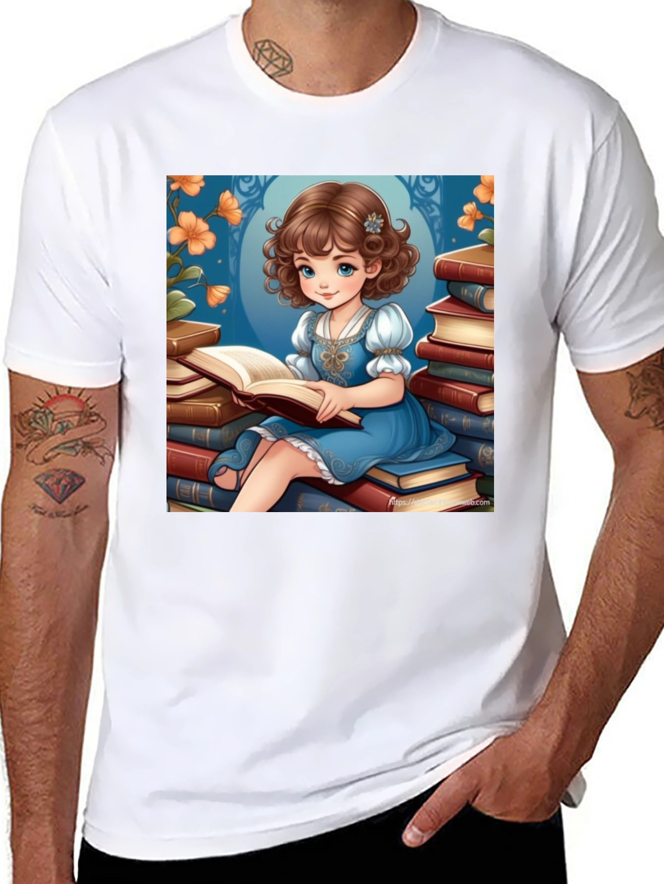 Whimsical Reading Girl Graphic Tee - Soft Cotton