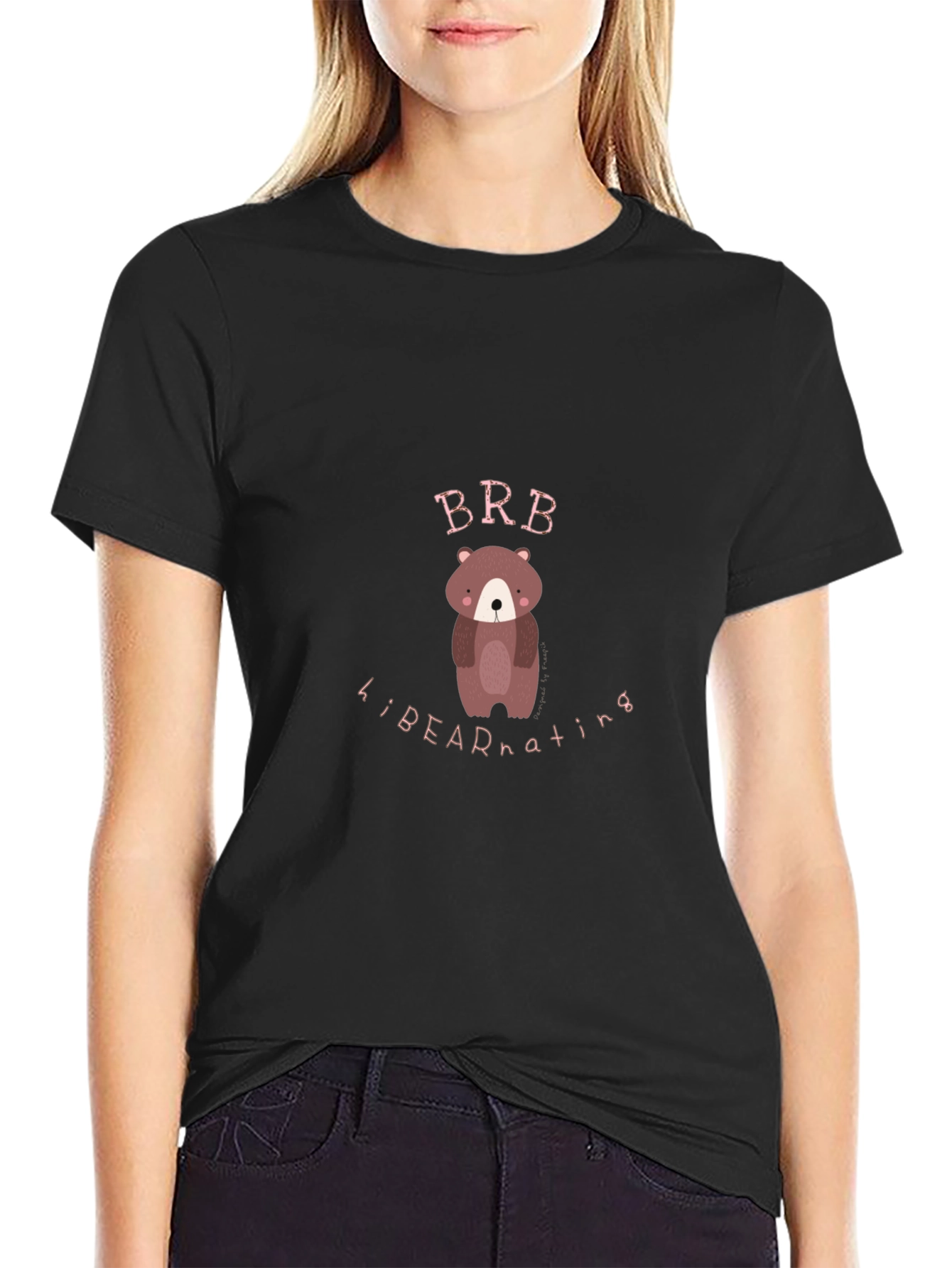 Bear Hibernating Black Graphic Tee