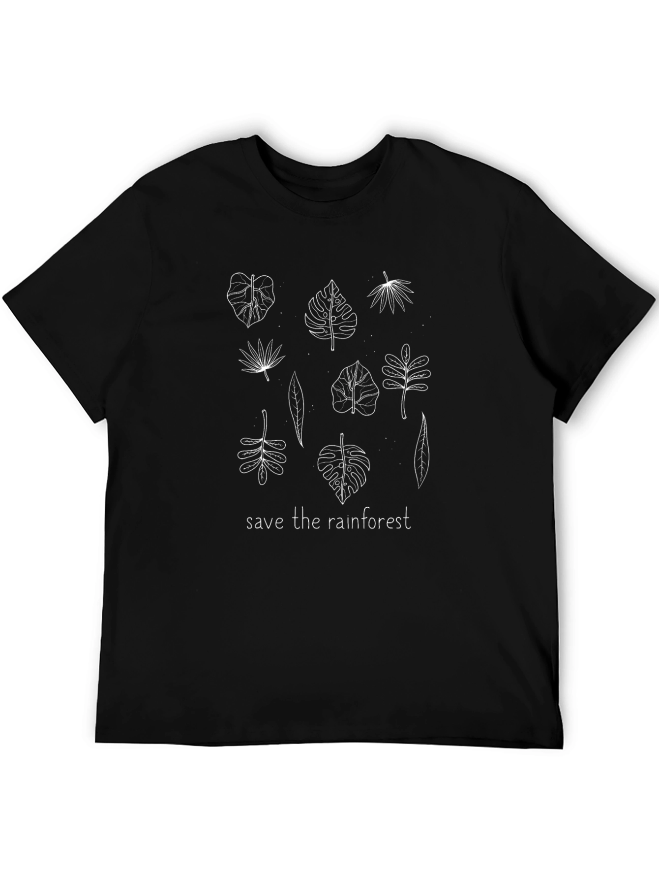 Save the Rainforest Graphic Print Black T-Shirt