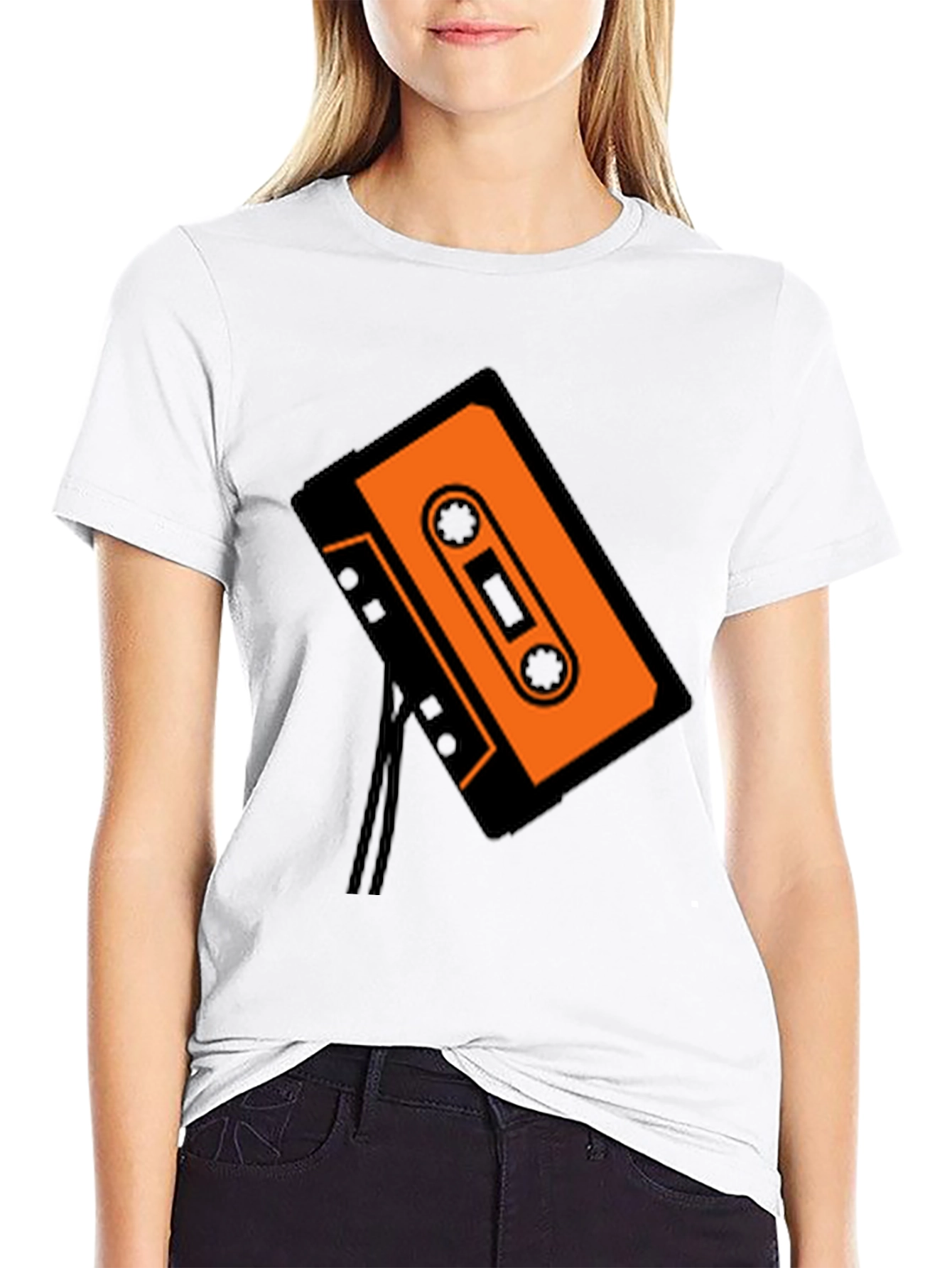 Retro Cassette Tape Graphic Tee - Black