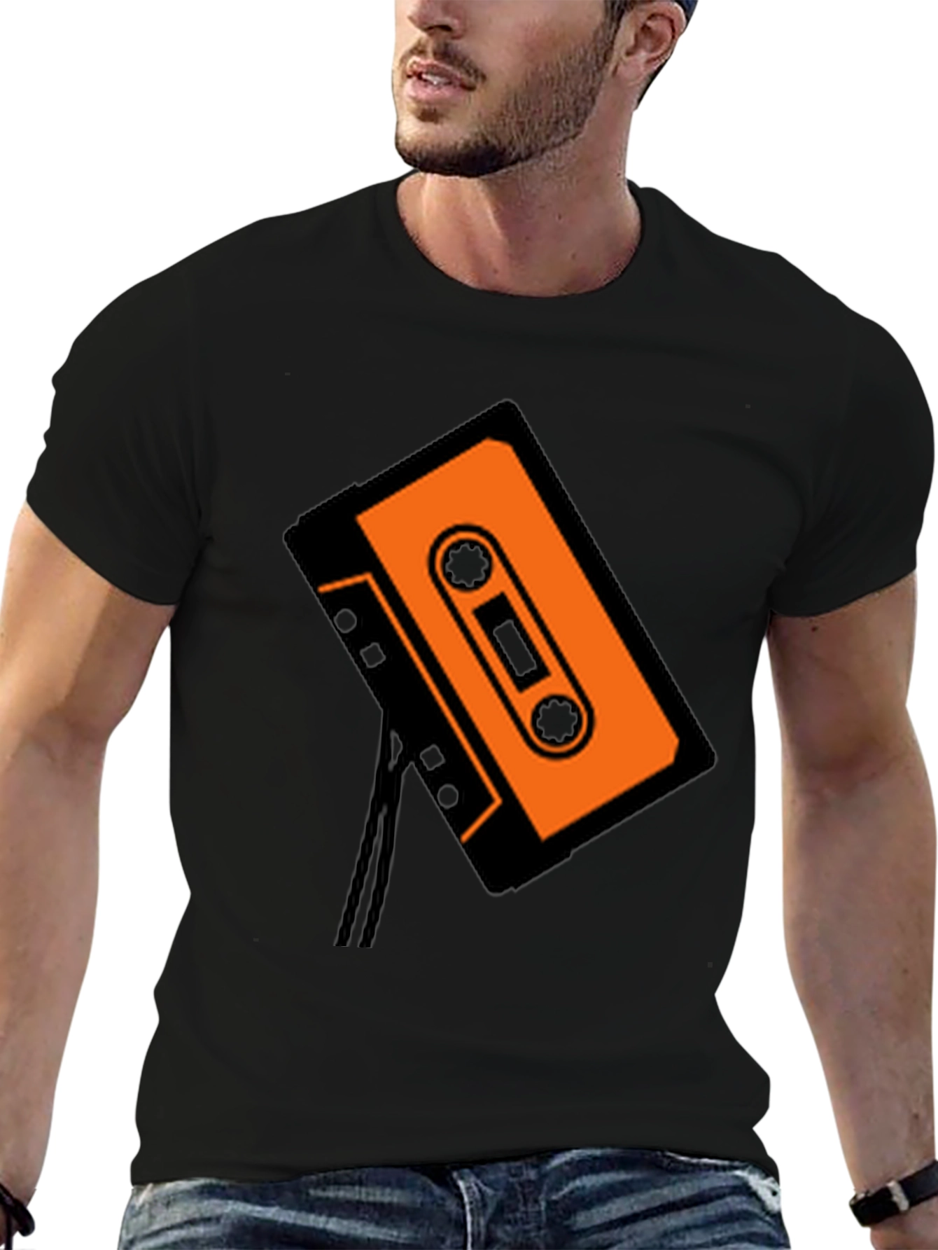 Retro Cassette Tape Graphic Tee - Black