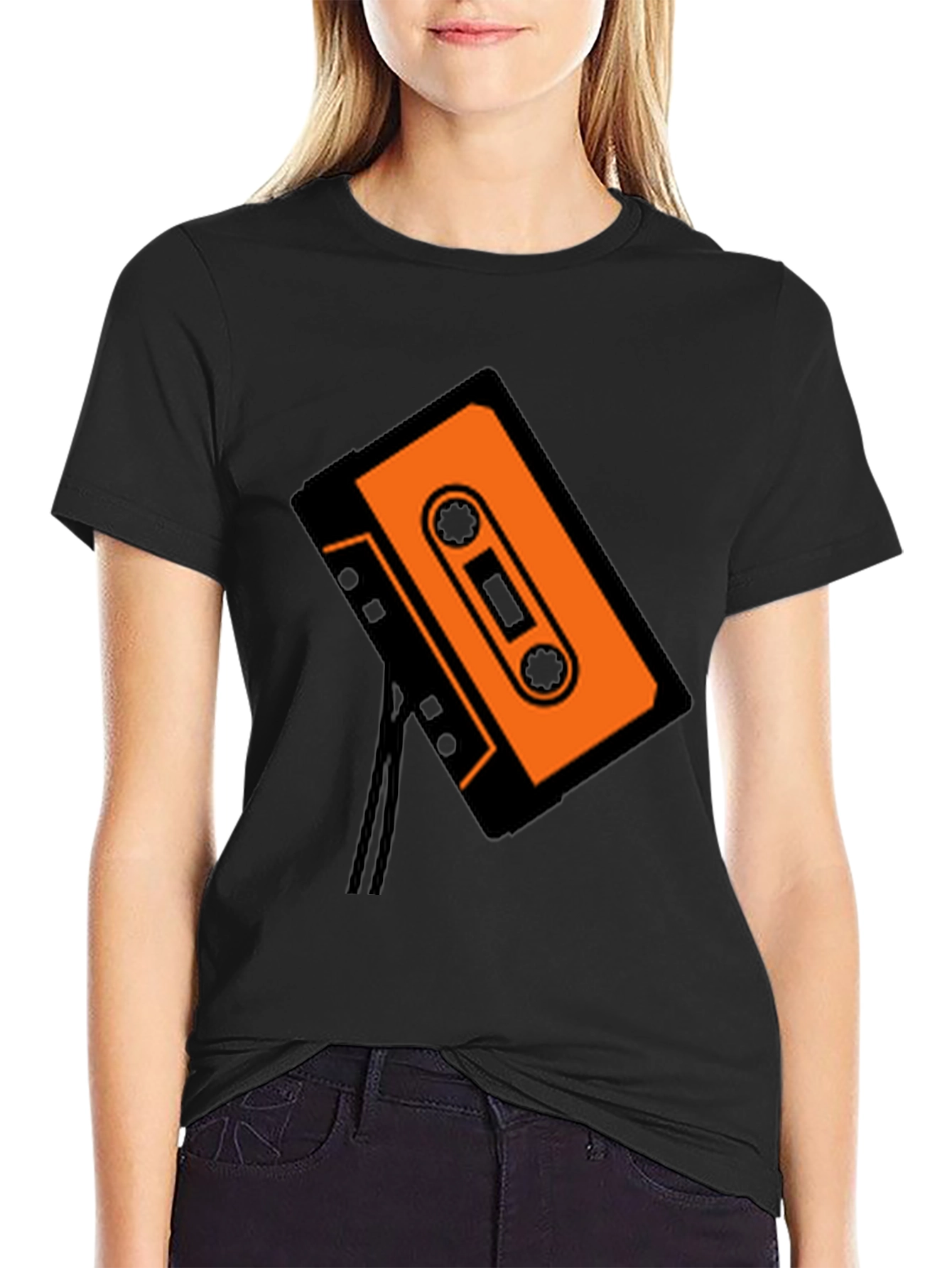 Retro Cassette Tape Graphic Tee - Black
