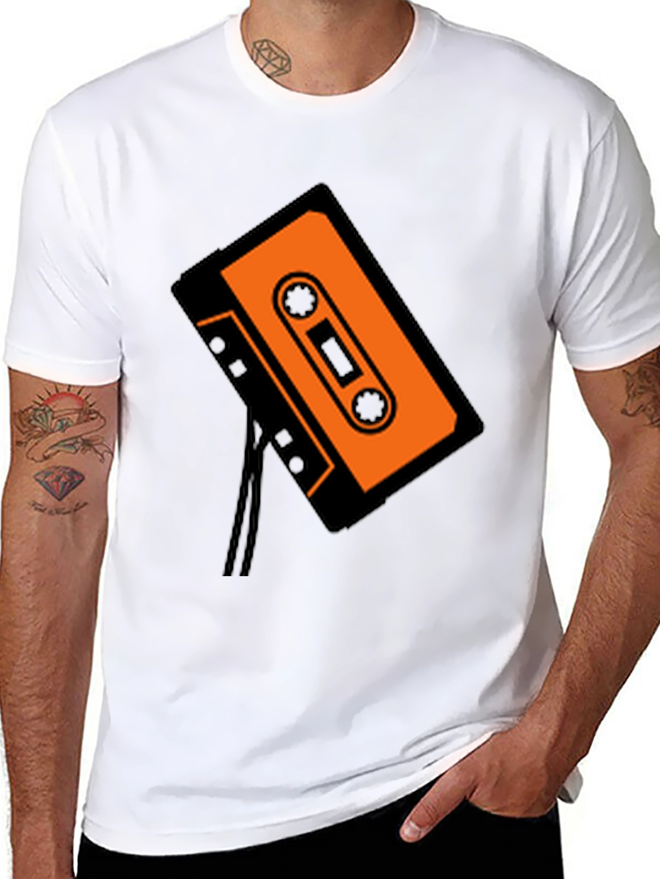 Retro Cassette Tape Graphic Tee - Black