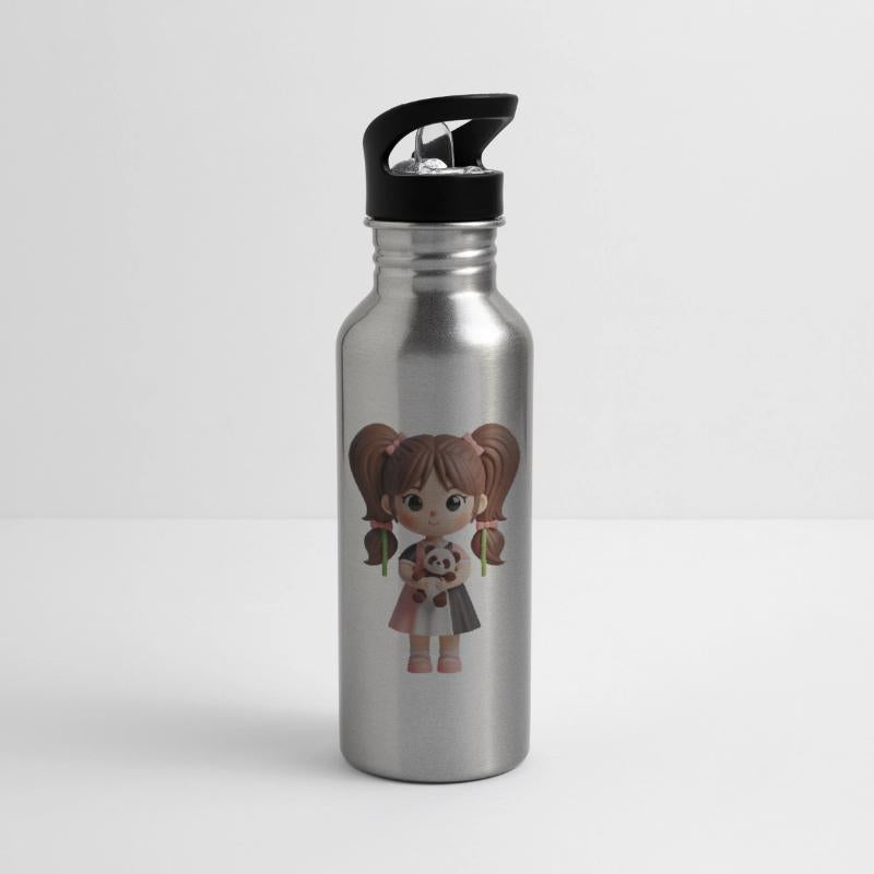 Adorable Girl with Teddy Bear Illustration