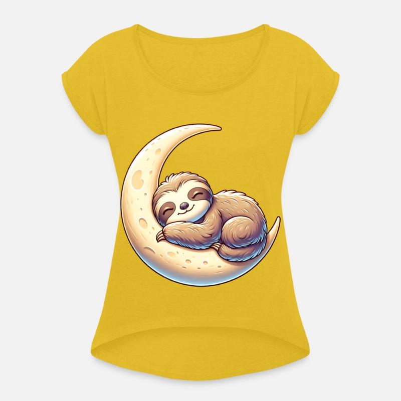 Adorable Sleeping Sloth on Crescent Moon