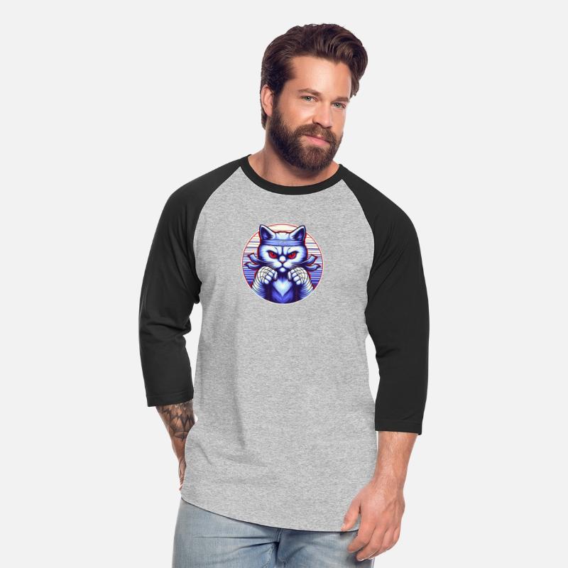 Aggressive blue cat with fiery red eyes