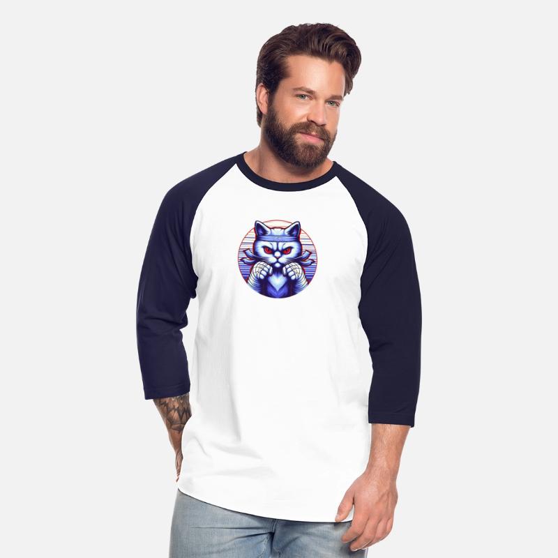 Aggressive blue cat with fiery red eyes
