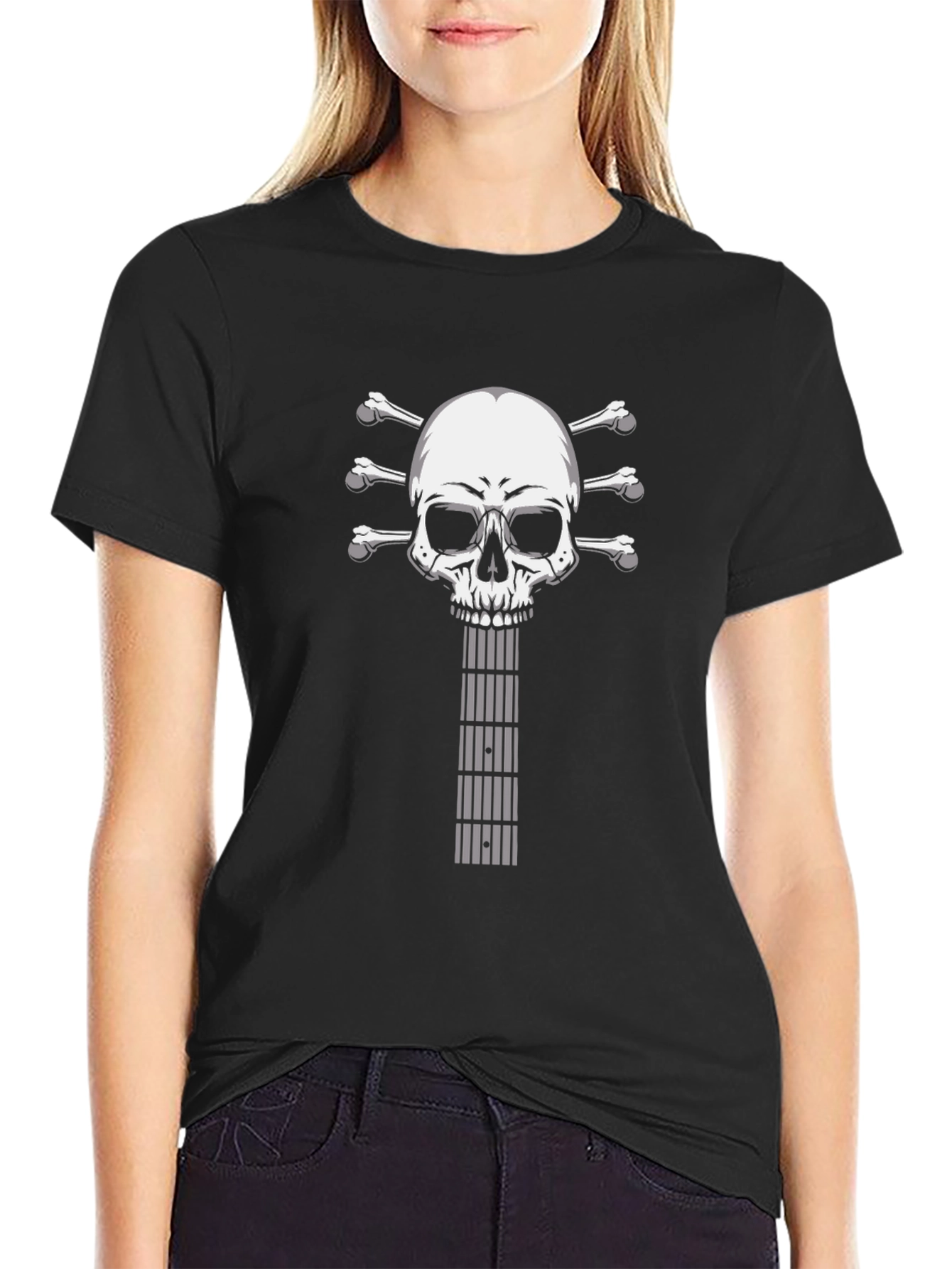 Skull Guitar Graphic T-Shirt - Rocker Tee