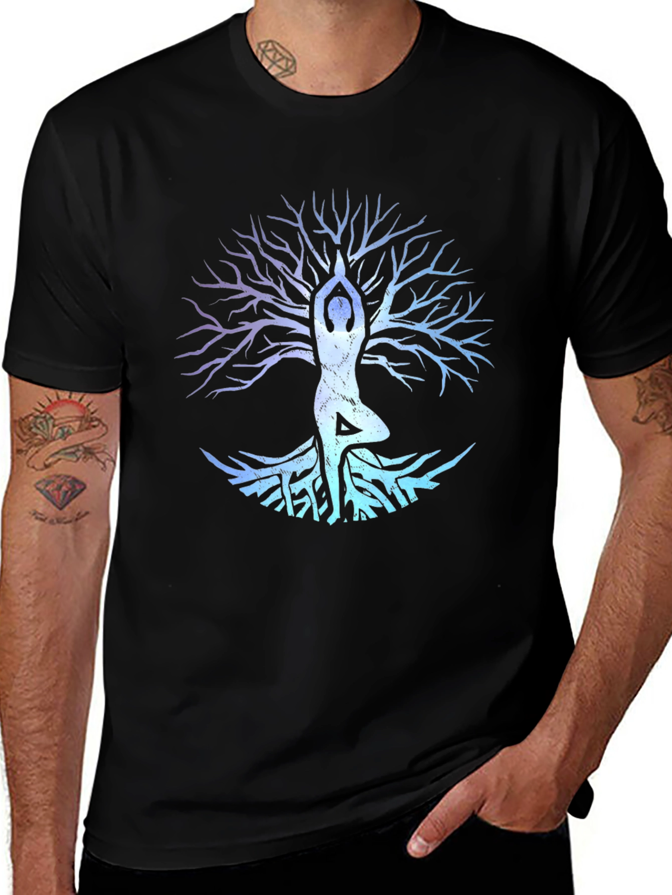 Yoga Tree Pose Graphic Tee - Black